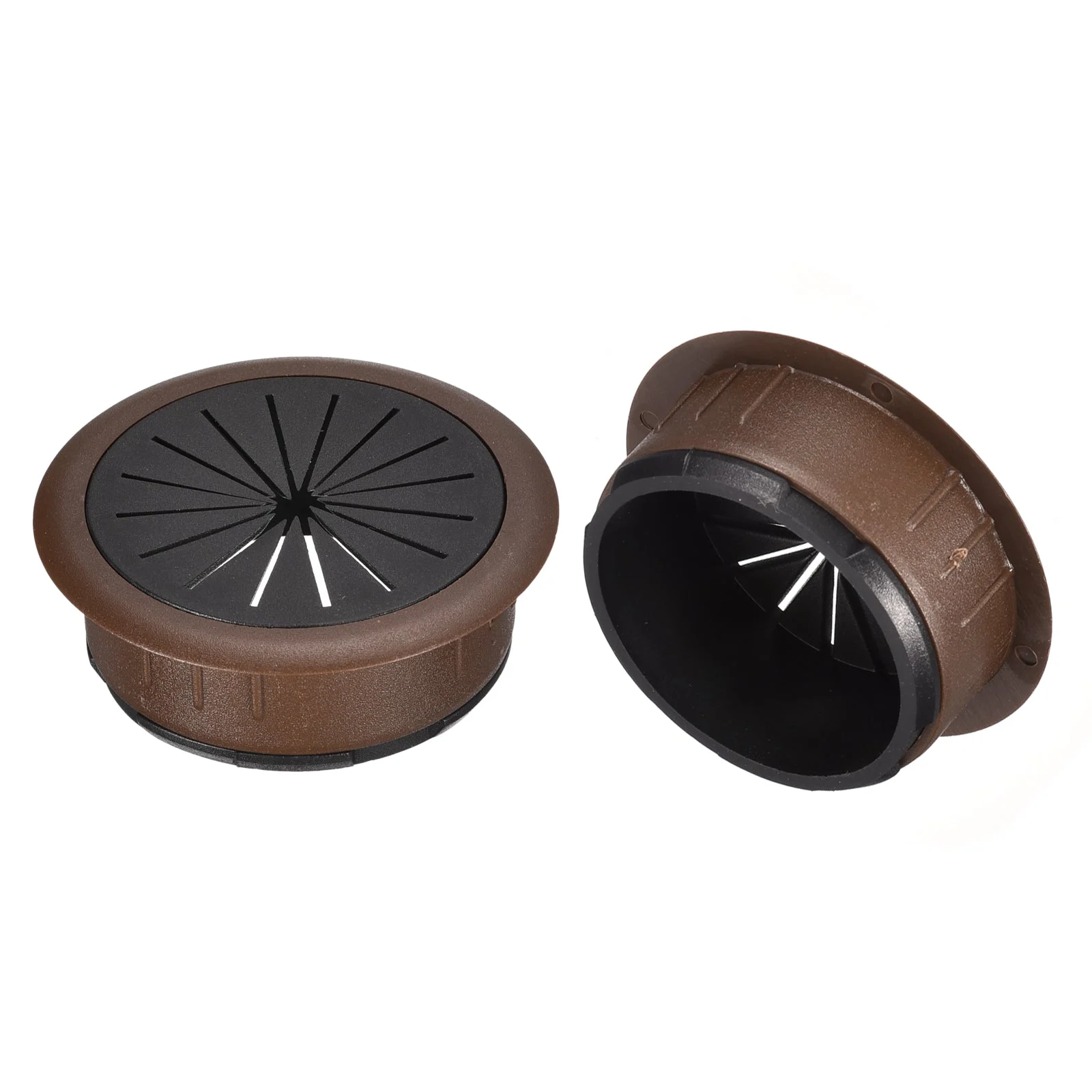 2Pcs 2"(50mm) Cable Hole Cover ABS Desk Cable Wire Cord Grommet, Brown