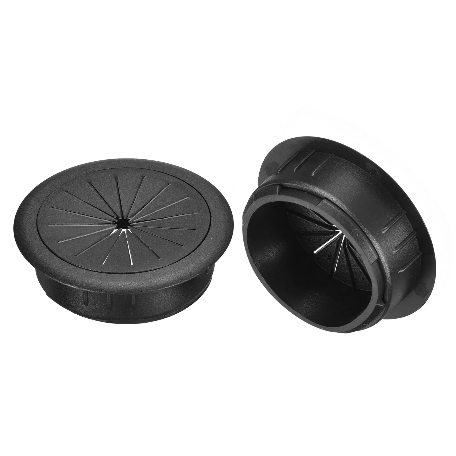 2Pcs 2-3/8"(60mm) Cable Hole Cover ABS Desk Cable Wire Cord Grommet, Black