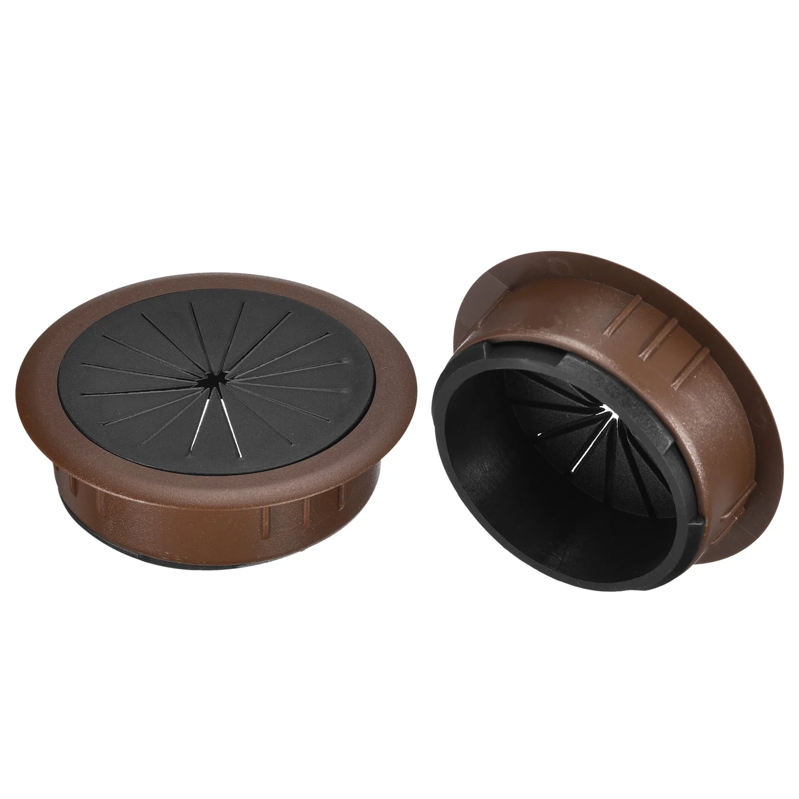 2Pcs 2-3/8"(60mm) Cable Hole Cover ABS Desk Cable Wire Cord Grommet, Brown
