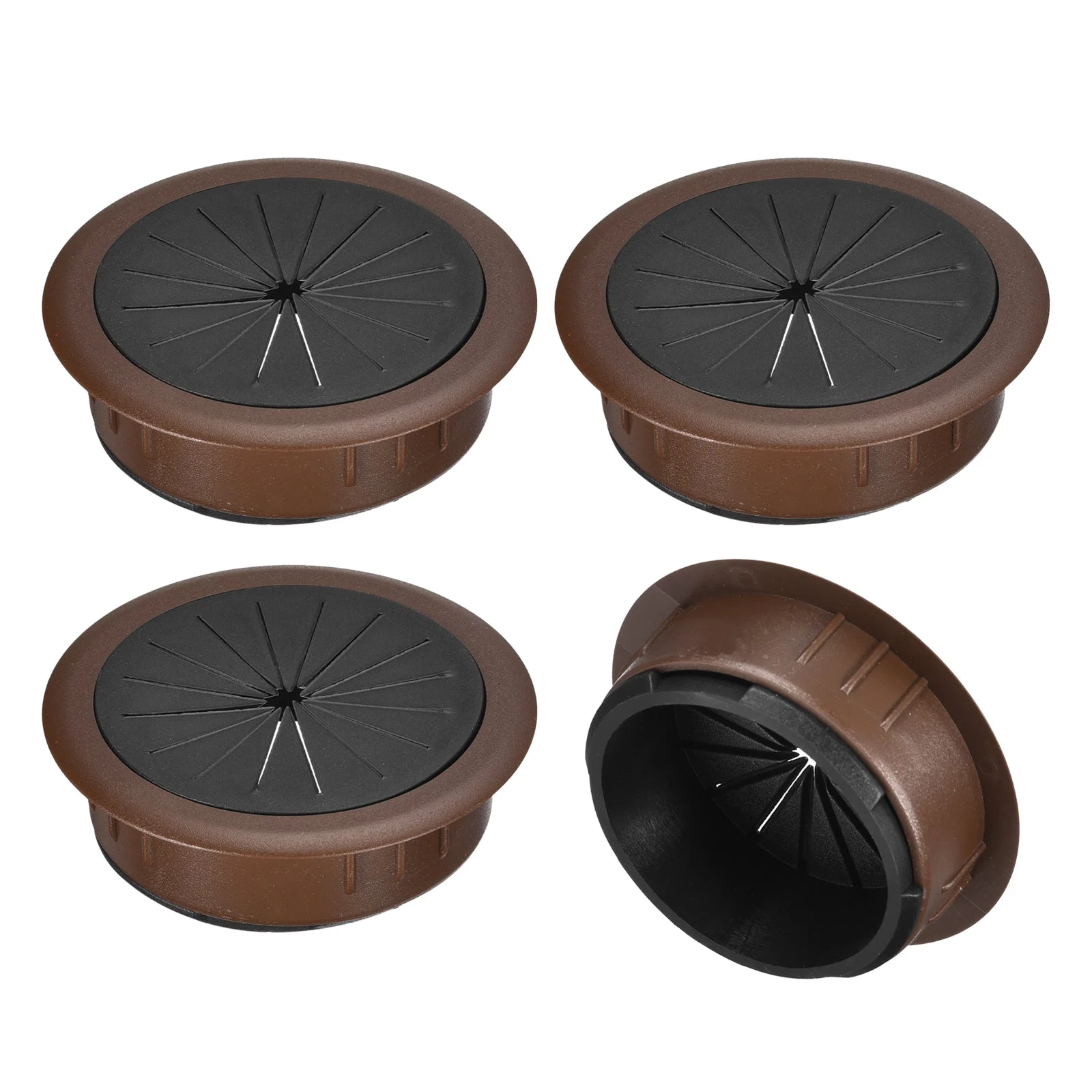 4Pcs 2-3/8"(60mm) Cable Hole Cover ABS Desk Cable Wire Cord Grommet, Brown