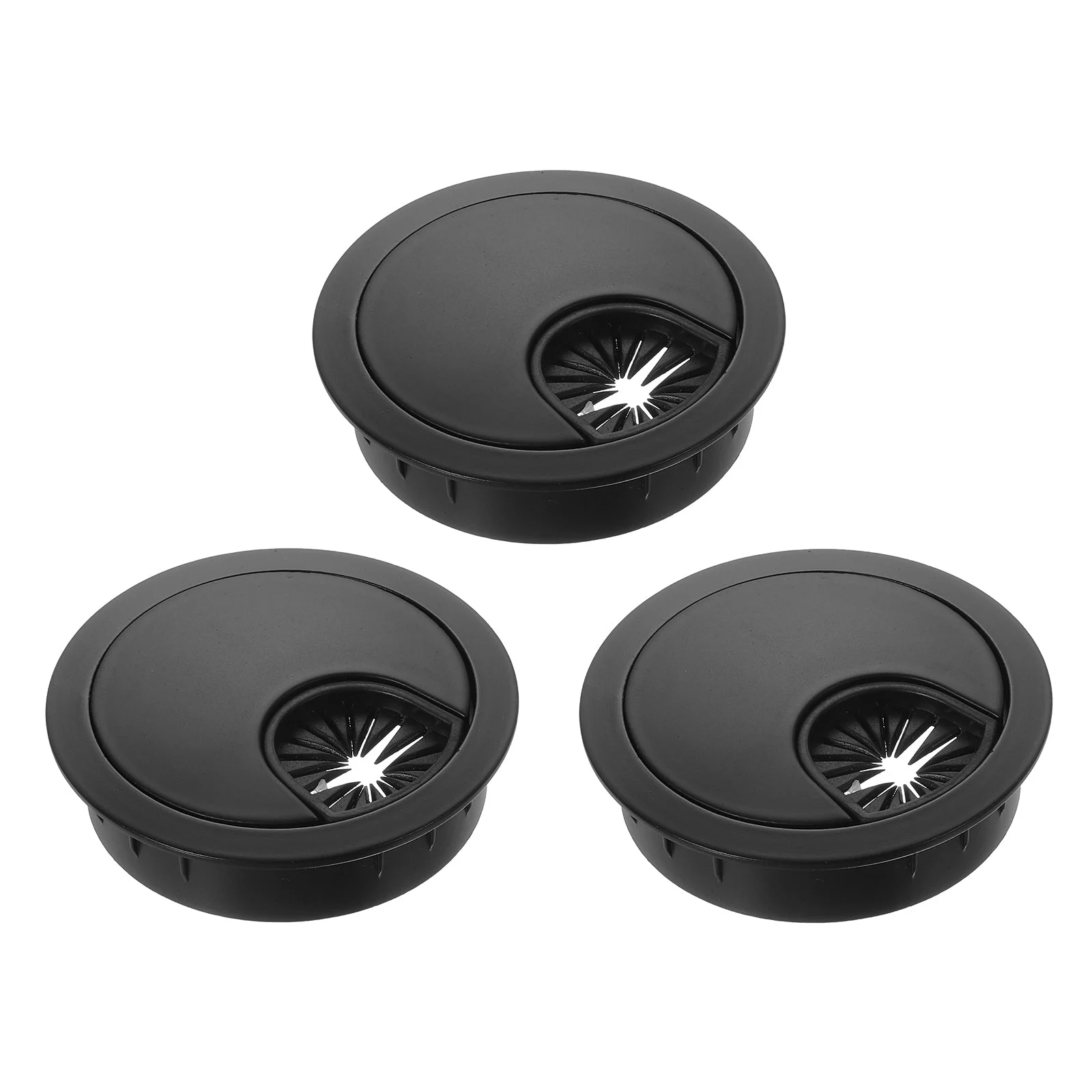 3Pcs 2" Cable Hole Cover Zinc Alloy Desk Wire Cord Grommet, Black