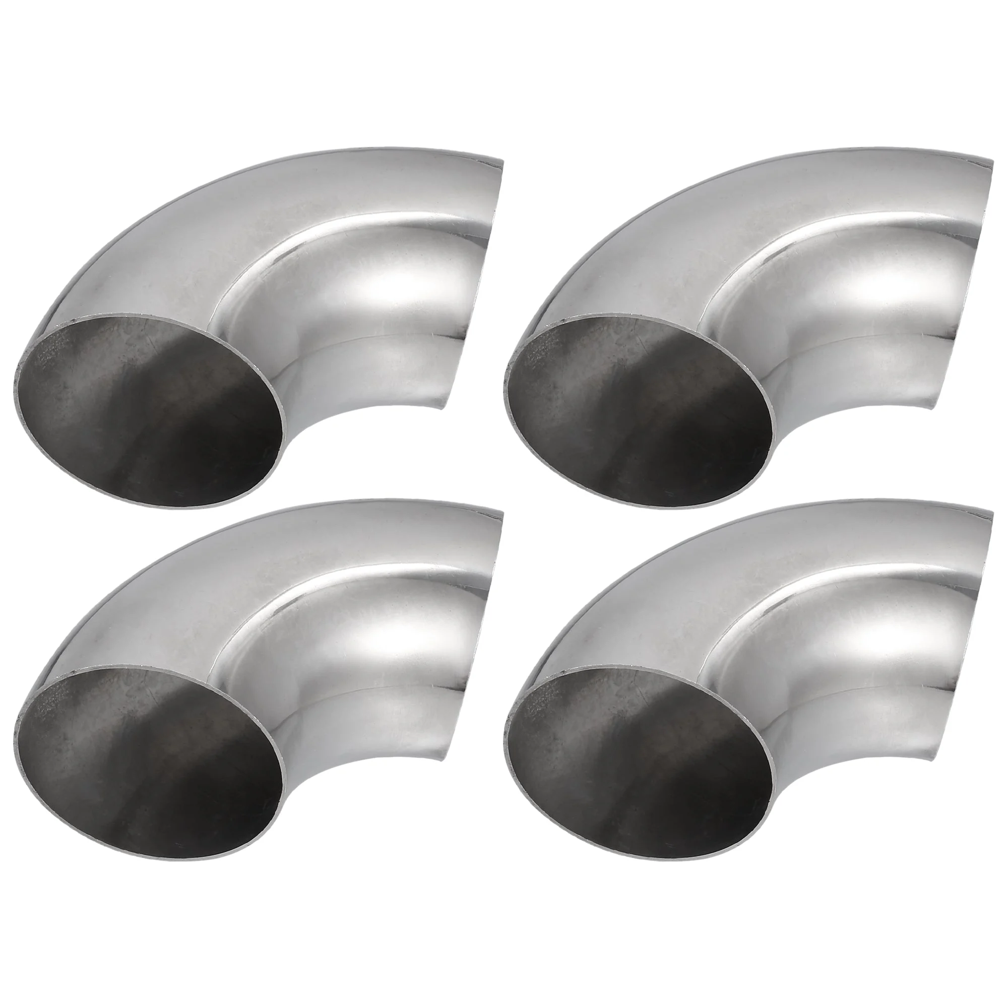 90 Degree Steel Exhaust Elbow Pipe Bend Tube Durable Modified Exhaust Elbow Pipe SS304 Stainless Steel Silver Tone (Set of 4)