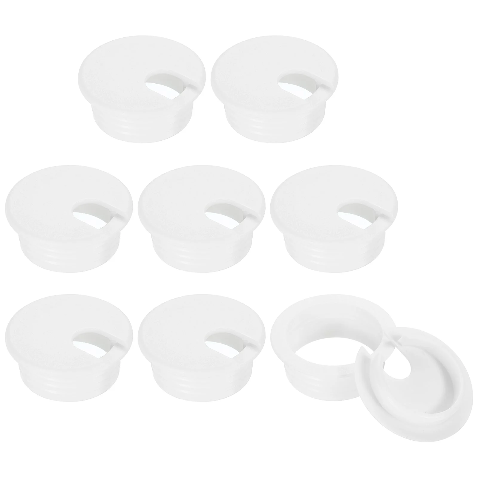 8Pcs 38mm Cable Hole Cover ABS Desk Cable Wire Cord Grommet for Wire, White
