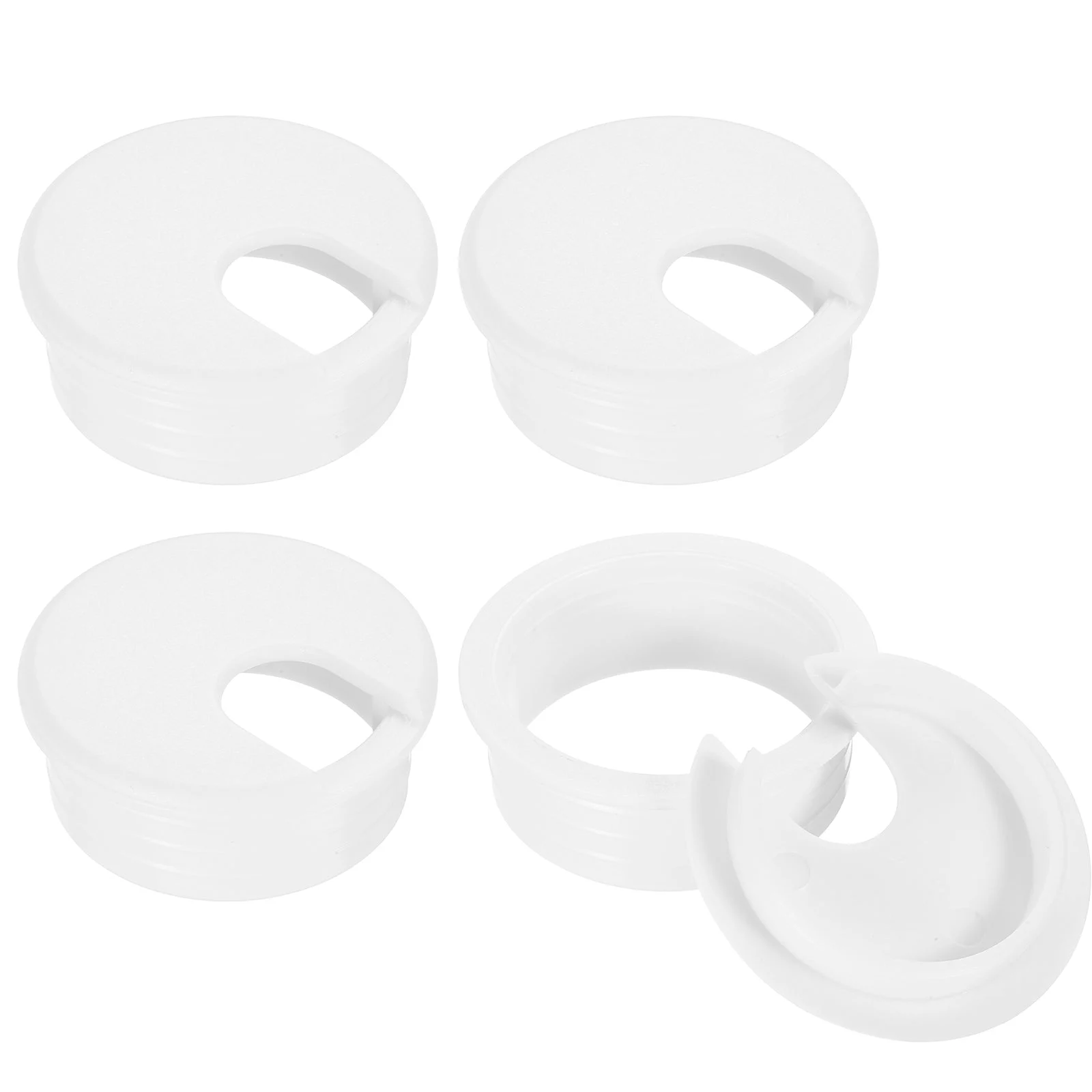 Cable Hole Cover, 4Pcs 45mm/1-3/4inch ABS Desk Cable Wire Cord Grommet Hole Cover for Office Computer Desk Wire Organizer, White