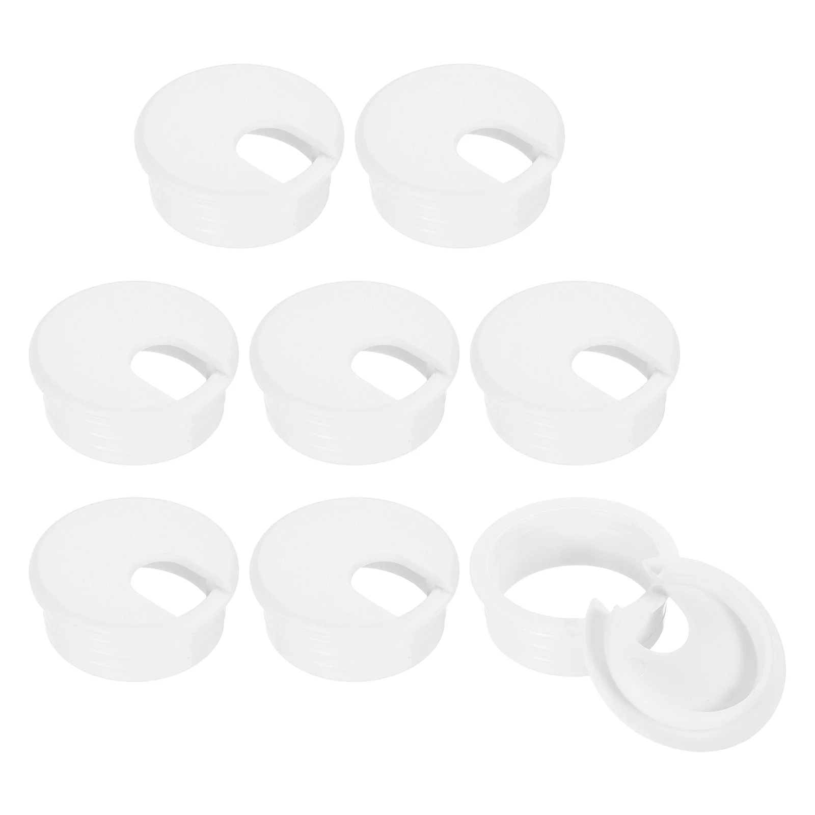 8Pcs 45mm Cable Hole Cover ABS Desk Cable Wire Cord Grommet for Wire, White