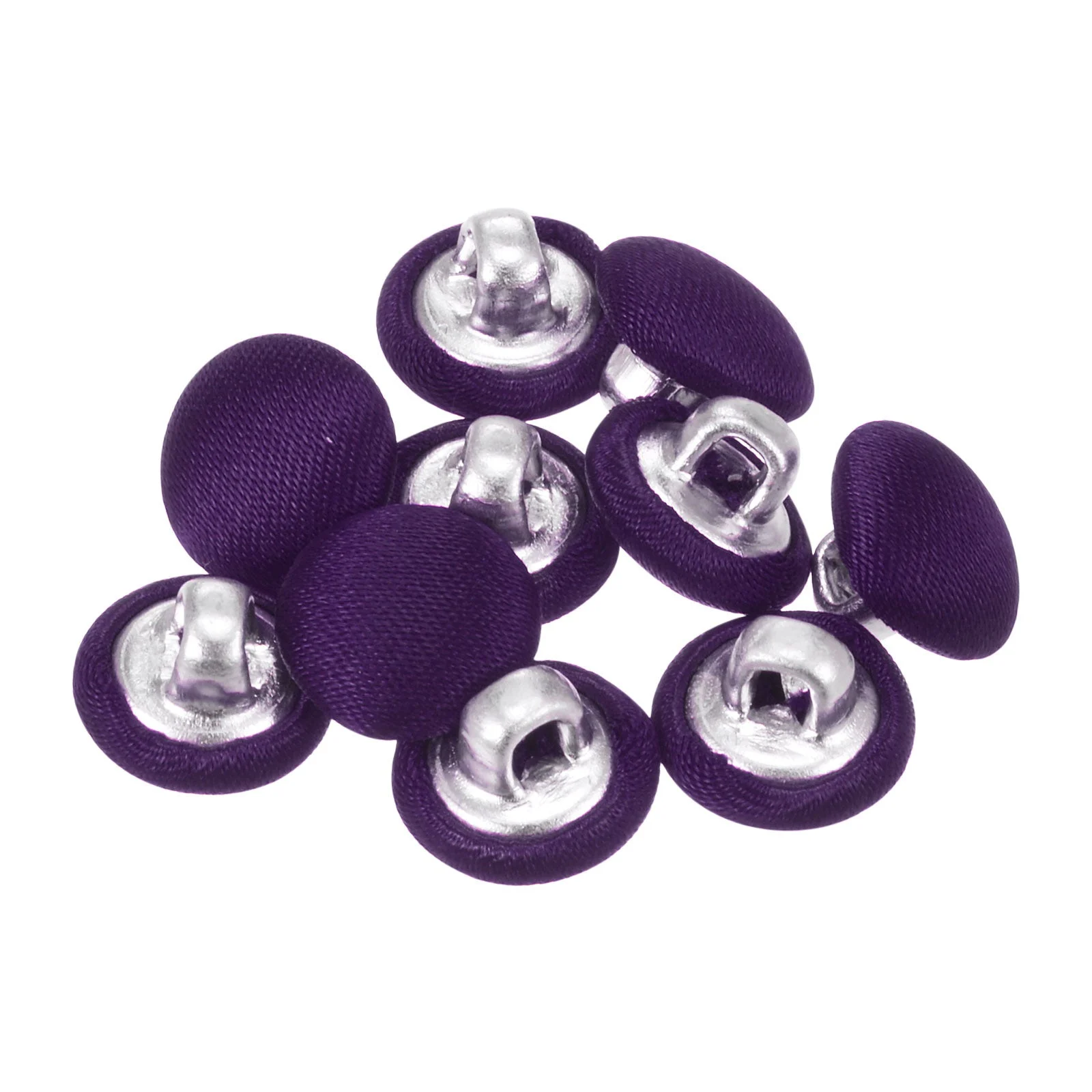 10pcs Fabric Cloth Covered Button 10mm Round Sewing Buttons, Purple