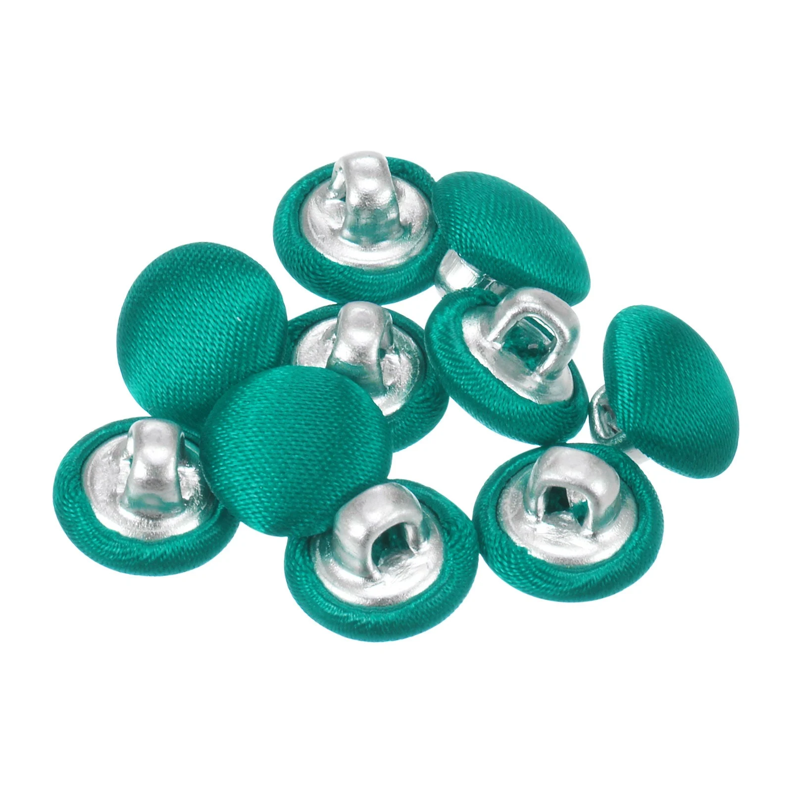 10pcs Fabric Cloth Covered Button 10mm Metal Round Sewing Buttons, Green