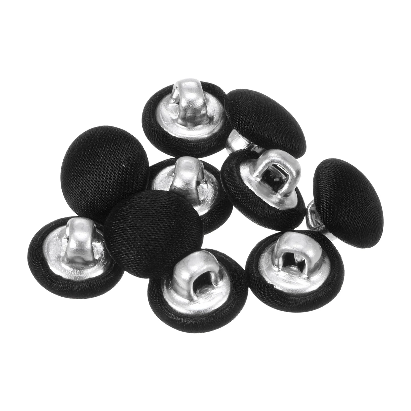 10pcs Fabric Cloth Covered Button 12.5mm Metal Sewing Buttons, Black