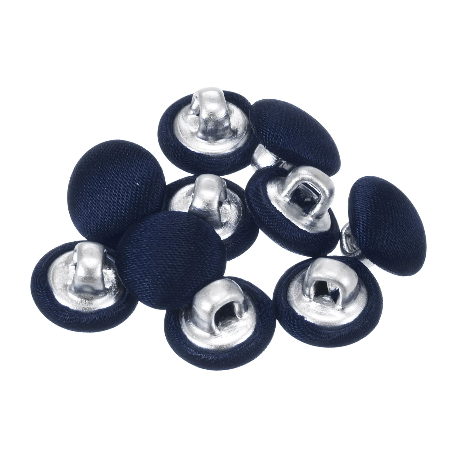 10pcs F Cloth Covered Button 10mm Round Sewing Buttons Navy Blue