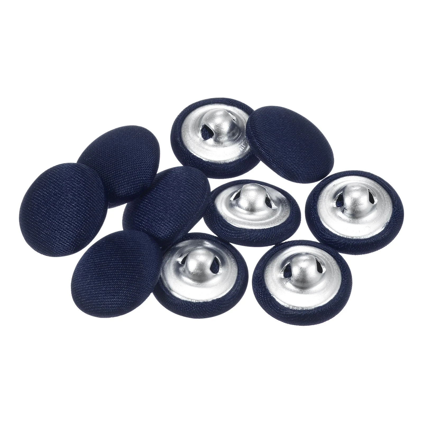 10pcs Fabric Cloth Covered Button 15mm Round Metal Sewing Buttons Navy Blue