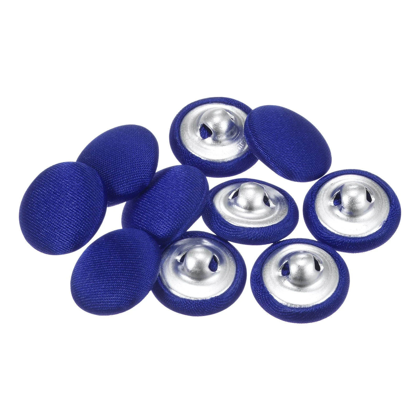 10pcs Fabric Cloth Covered Button 15mm Round Metal Sewing Button Deep Blue