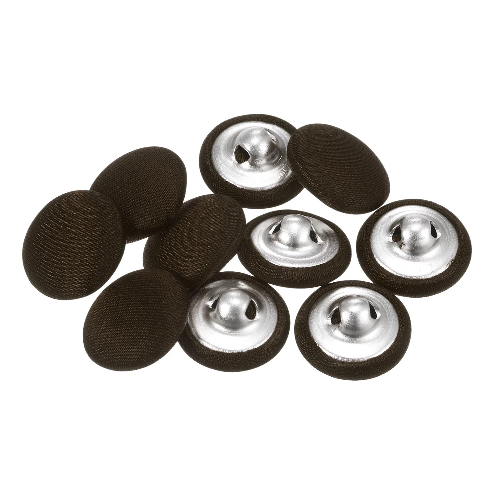 10pcs Fabric Cloth Covered Button 15mm Round Metal Sewing Buttons, Light Brown
