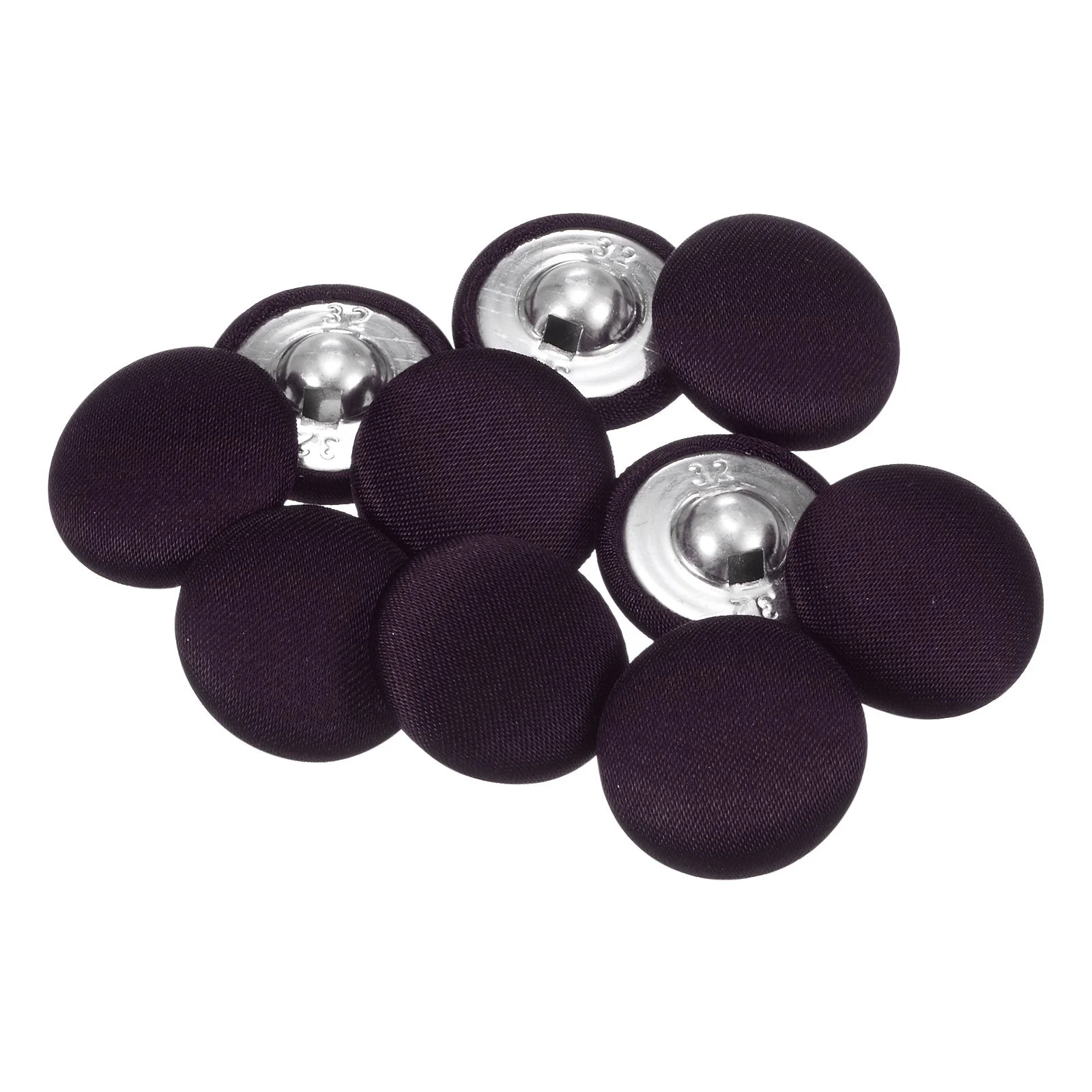 10pcs Fabric Cloth Covered Button 20mm Round Metal Sewing Buttons, Deep Purple