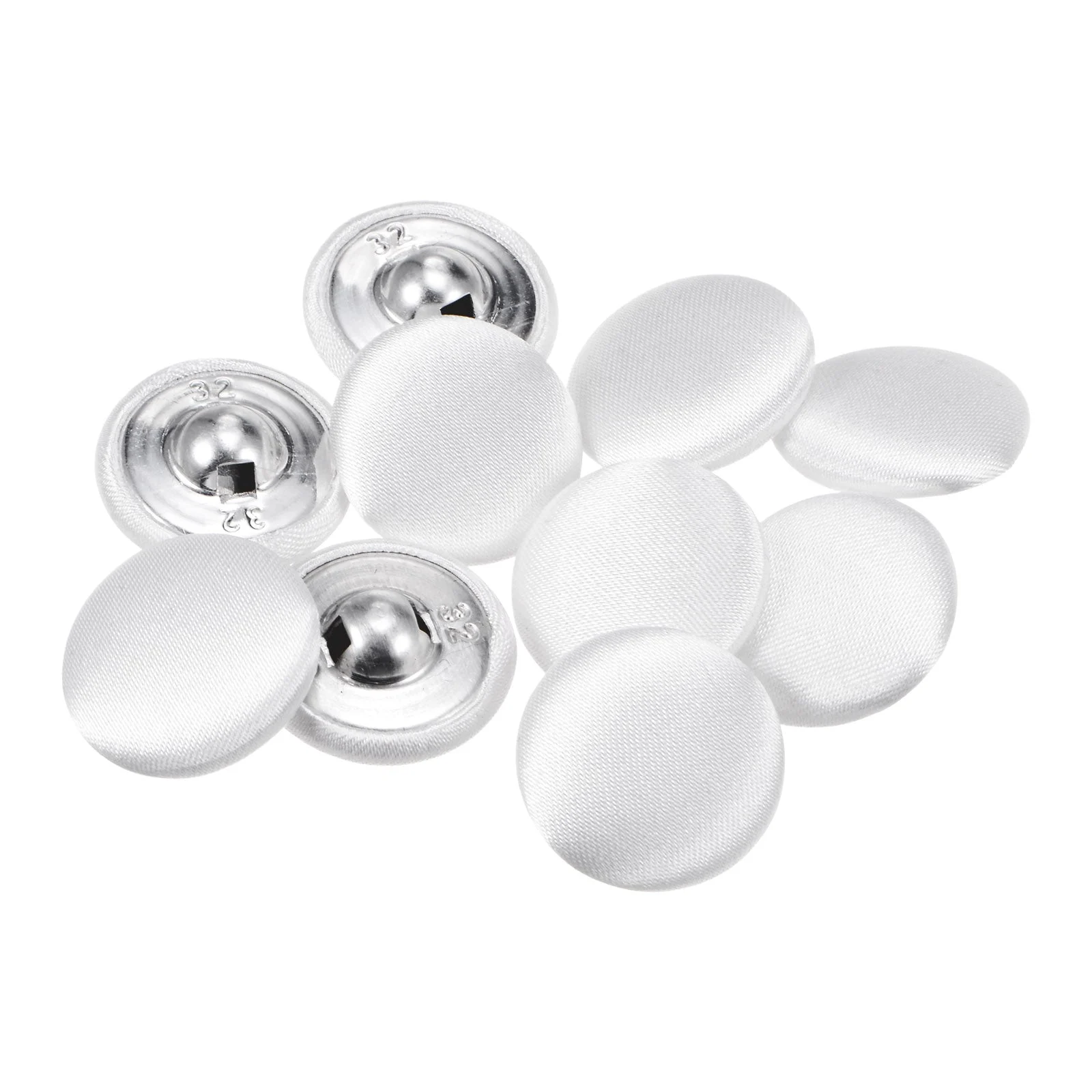 10pcs Fabric Cloth Covered Button 20mm Round Metal Sewing Buttons White