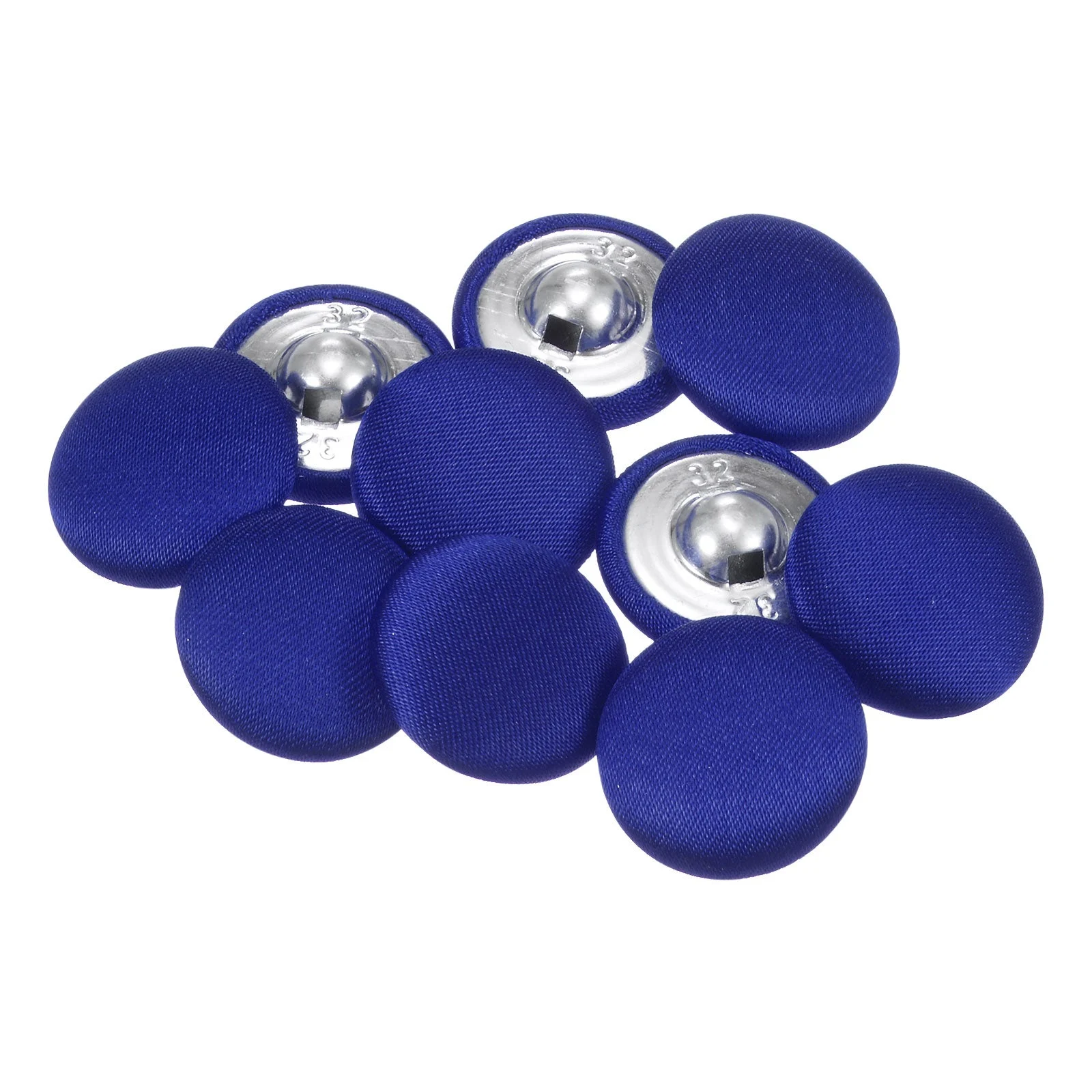 10pcs Fabric Cloth Covered Button 20mm Round Metal Sewing Buttons Deep Blue