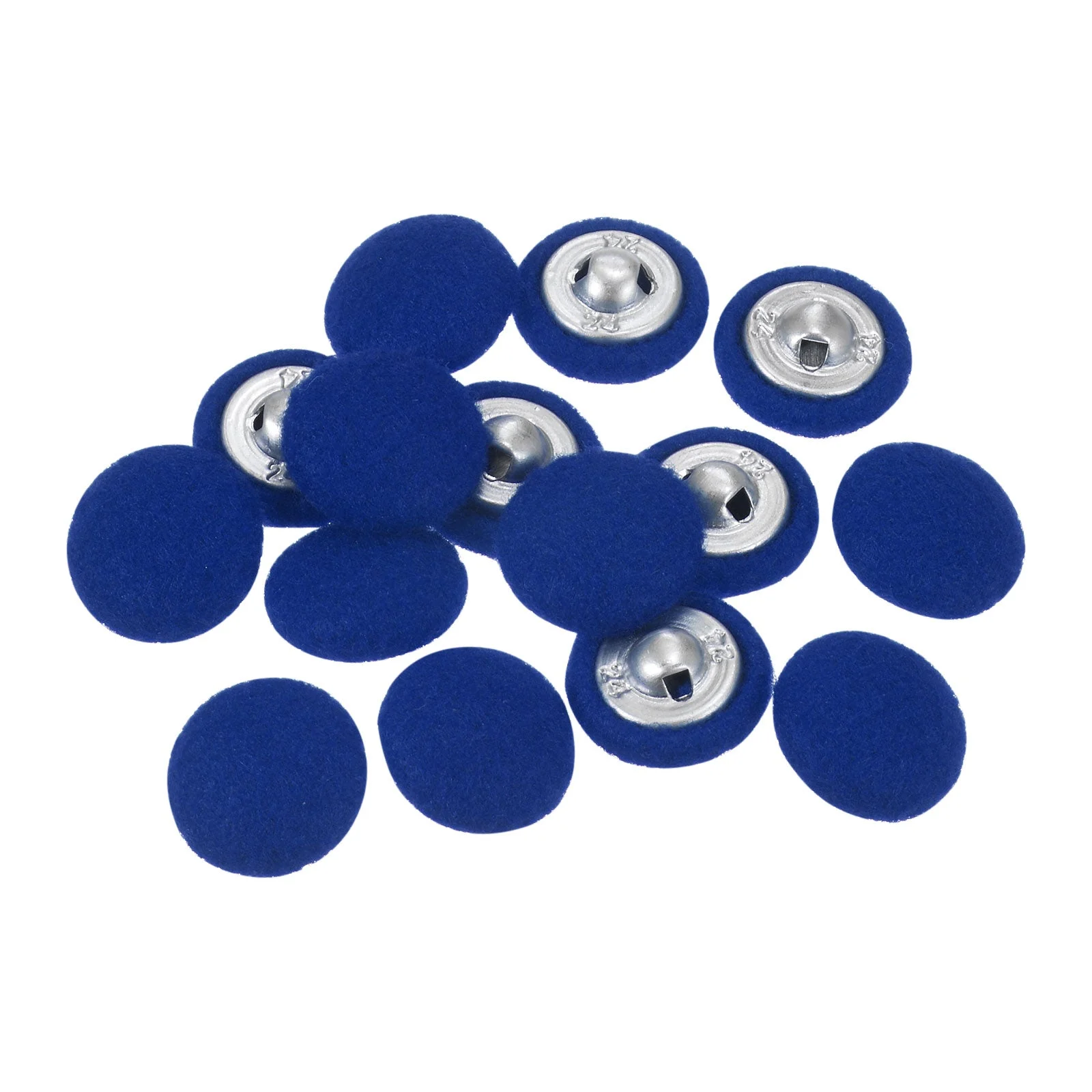 10pcs Fabric Cloth Covered Button 15mm Round Holes Sewing Buttons, Deep Blue