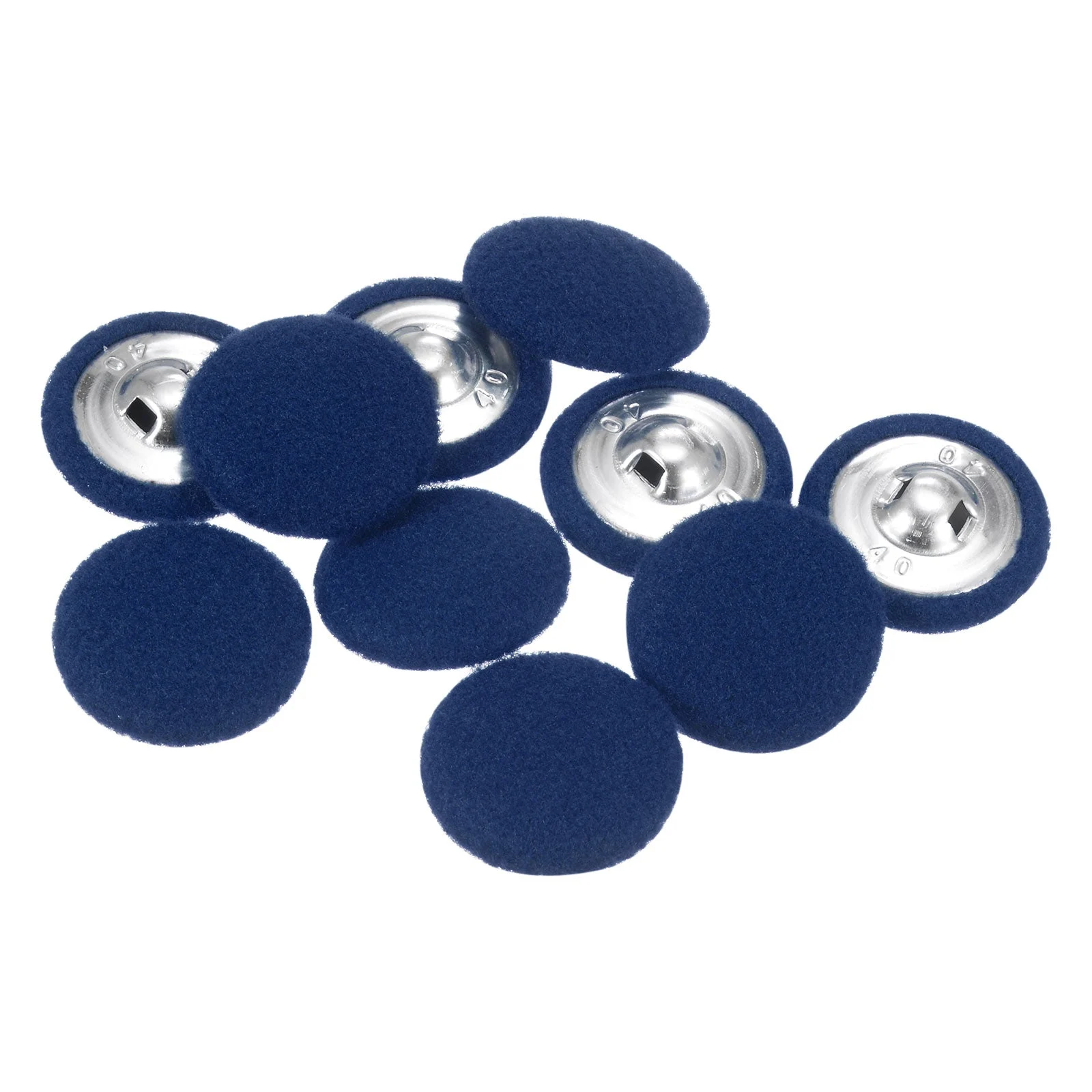 10pcs Fabric Cloth Covered Button 25mm Round Holes Sewing Buttons, Deep Blue