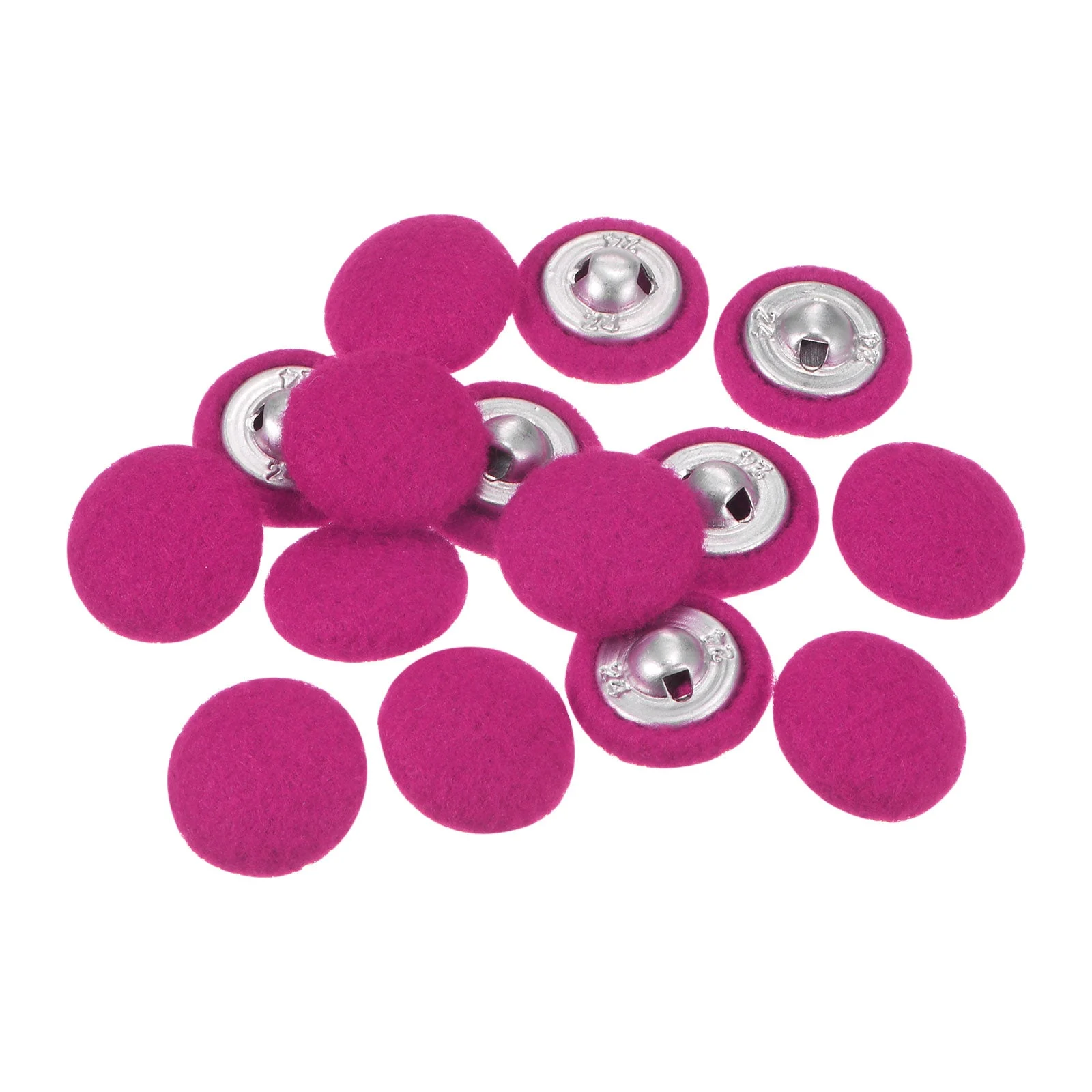 10pcs Fabric Cloth Covered Button 15mm Round Holes Sewing Buttons, Rose Red