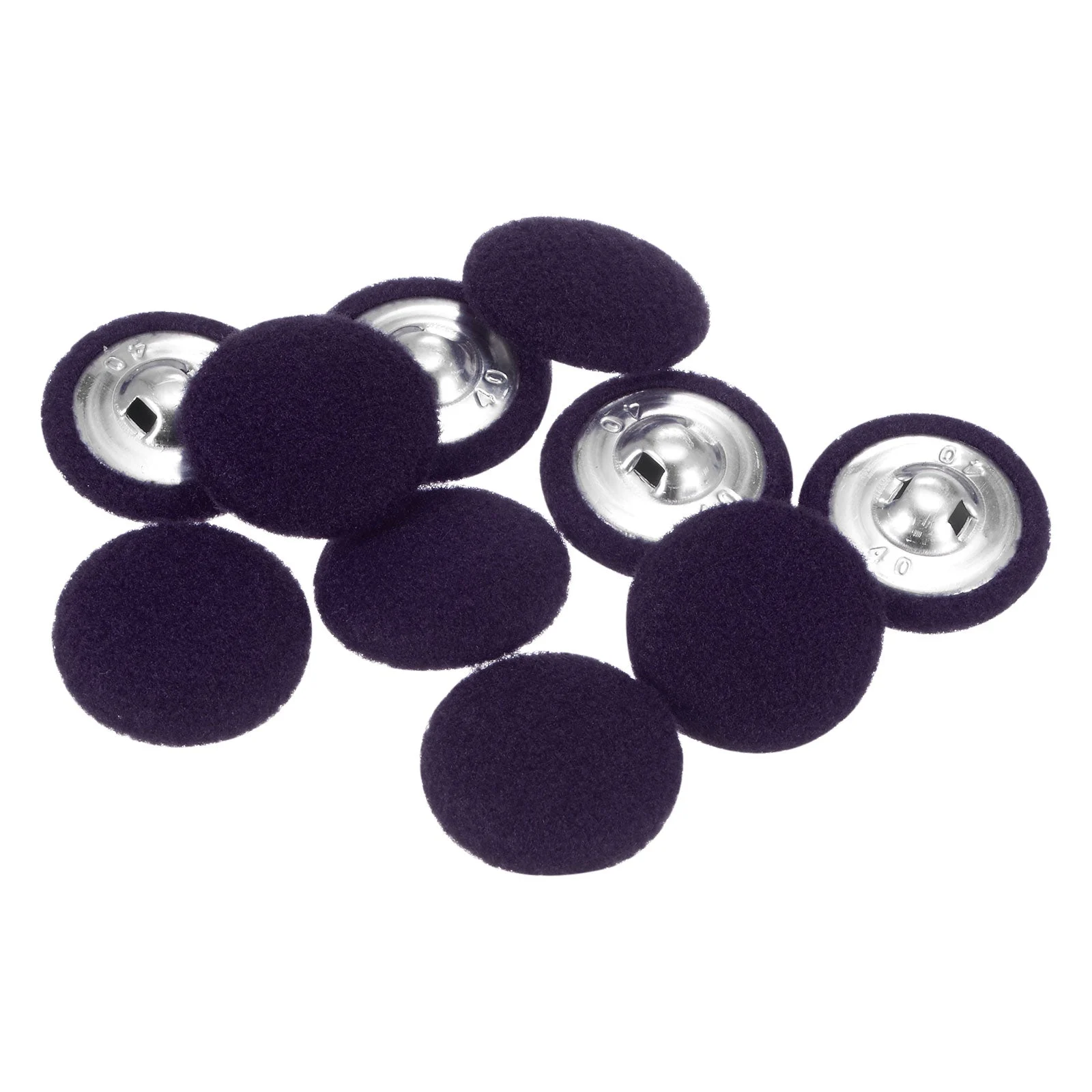 10pcs Fabric Cloth Covered Button 25mm Round Holes Sewing Buttons, Deep Purple
