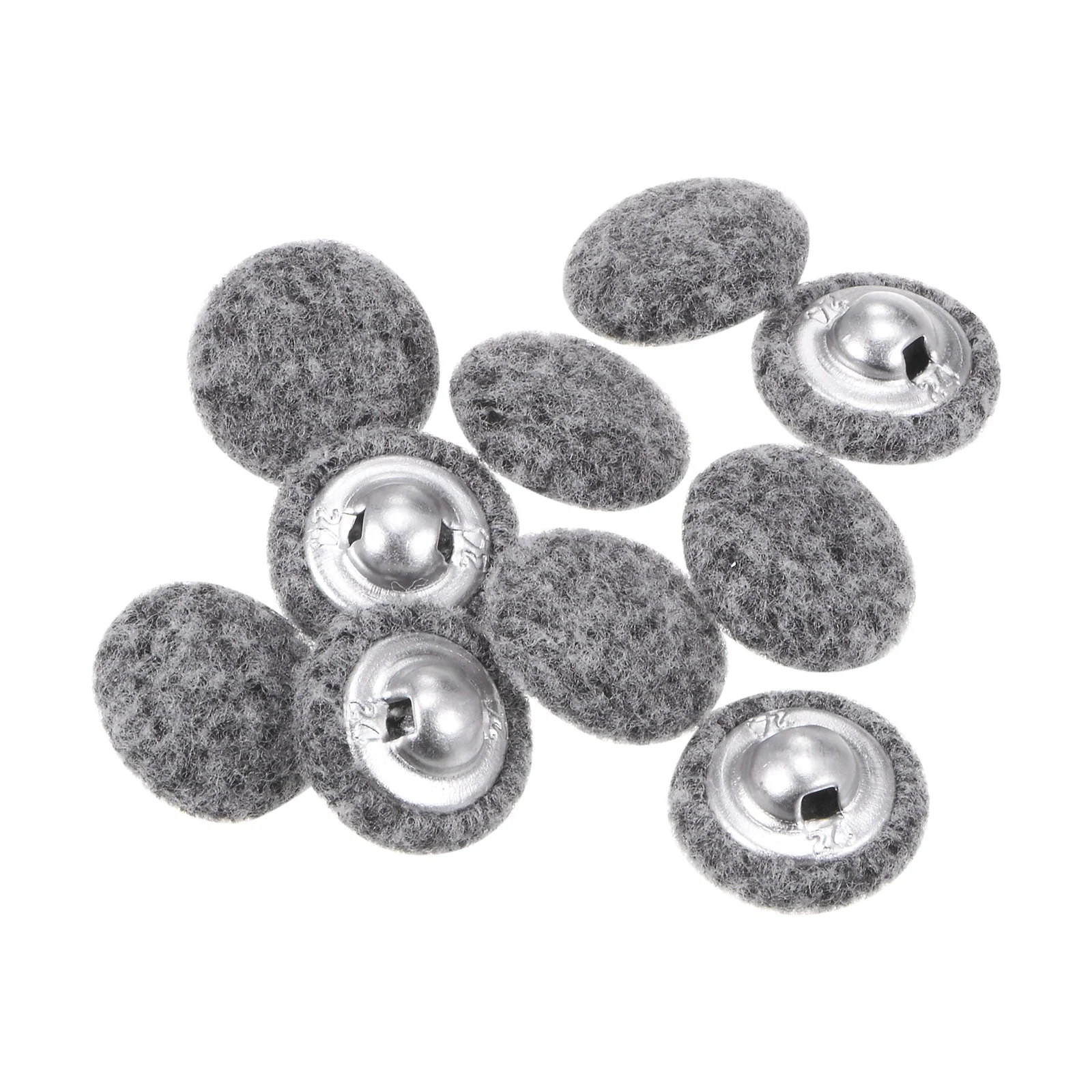 10pcs Fabric Cloth Covered Button 15mm Round Holes Sewing Buttons, Grey