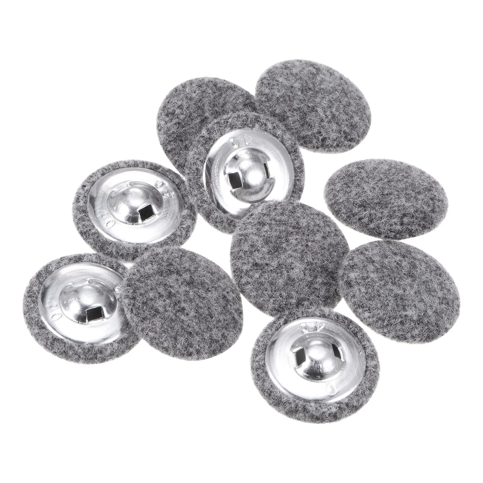 10pcs Fabric Cloth Covered Button 25mm Round Holes Sewing Buttons, Grey