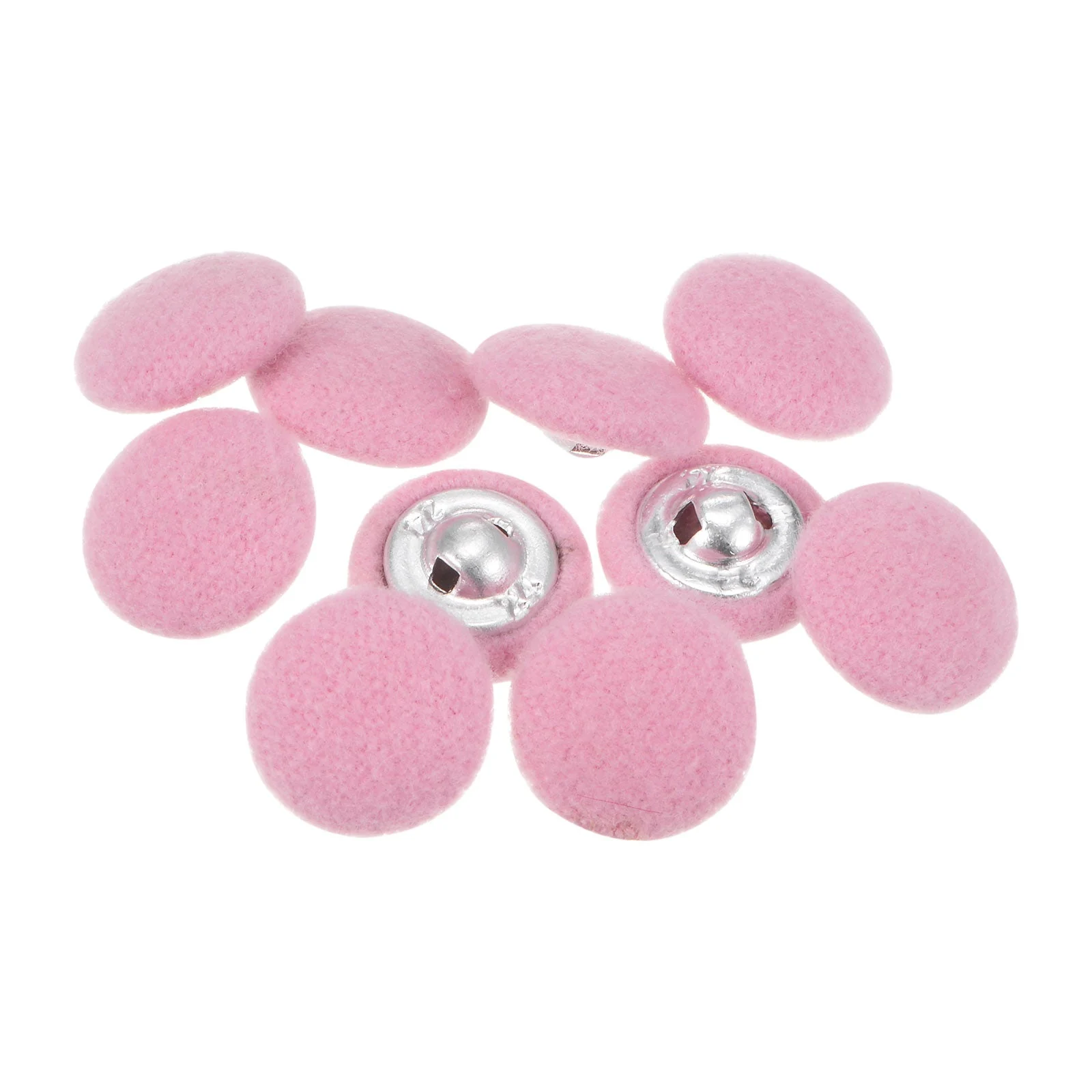 10pcs Fabric Cloth Covered Button 15mm Round Holes Sewing Buttons, Light Pink