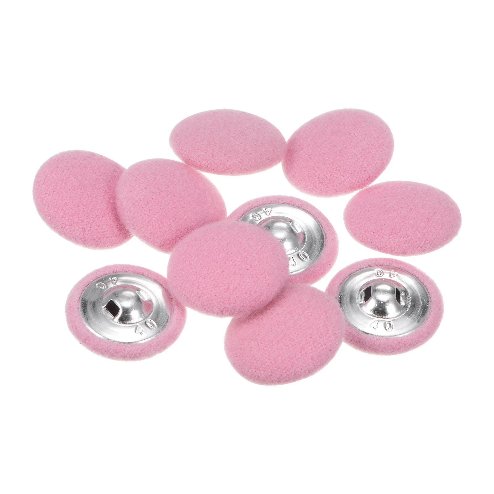 10pcs Fabric Cloth Covered Button 25mm Round Holes Sewing Buttons, Light Pink