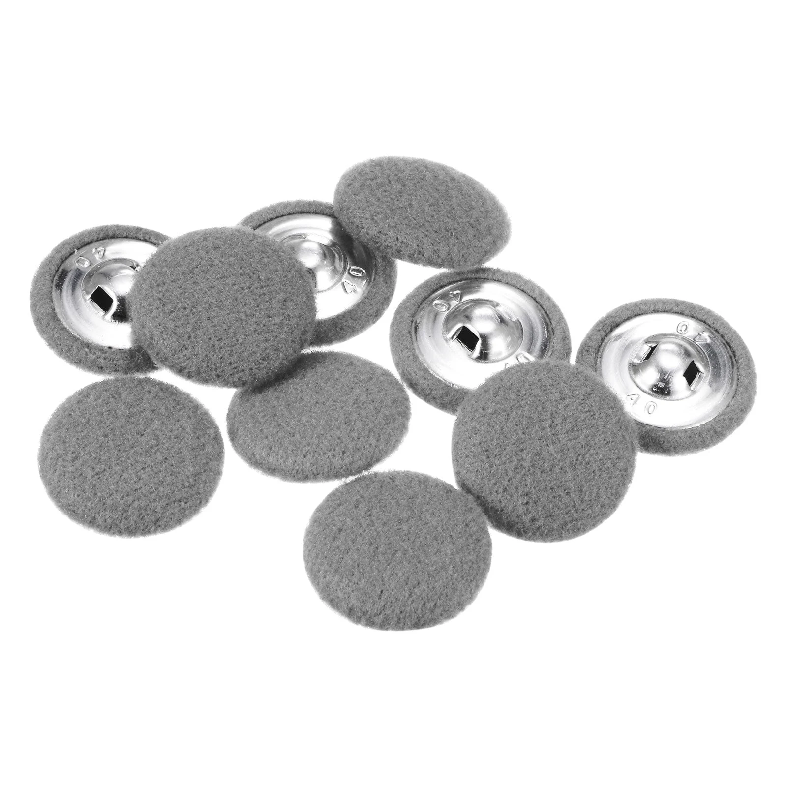 10pcs Fabric Cloth Covered Button 25mm Round Holes Sewing Buttons, Dark Grey