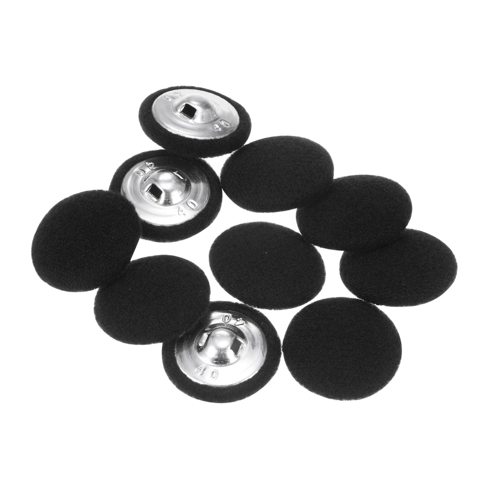 10pcs Fabric Cloth Covered Button 25mm Round Holes Sewing Buttons Black