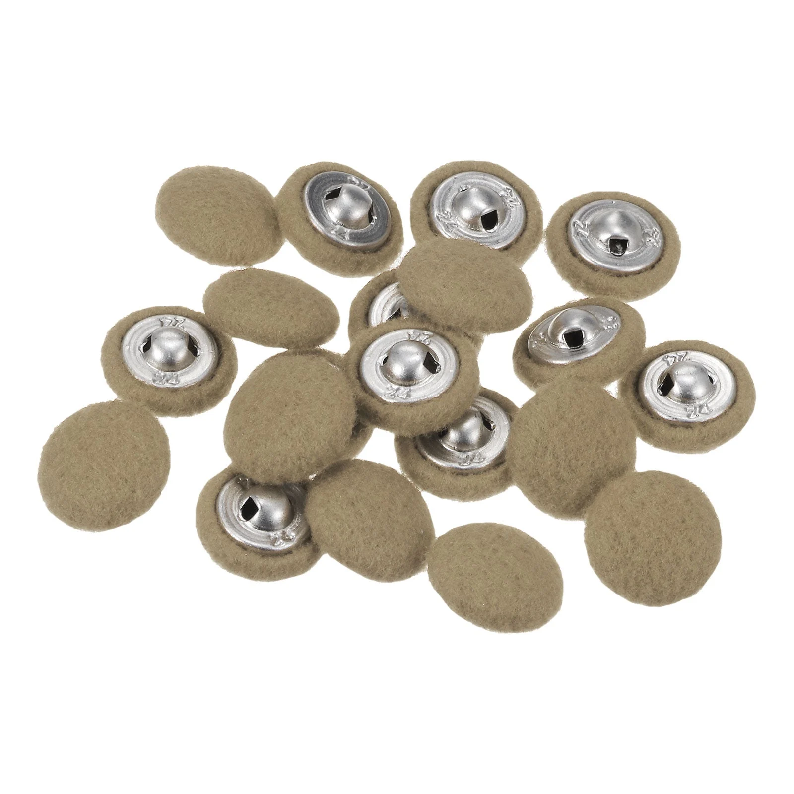 20pcs Fabric Cloth Covered Button 15mm Round Holes Sewing Buttons, Light Brown
