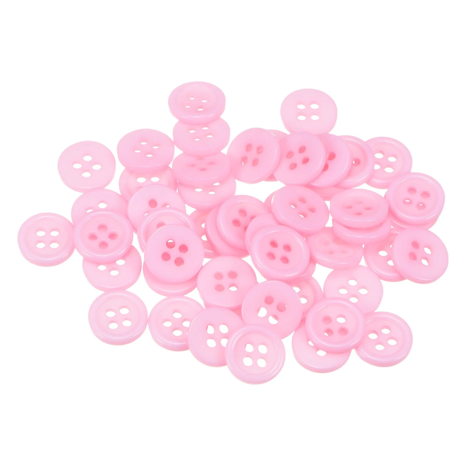 50pcs 18L Sewing Buttons 15/32" Resin Round Flat 4-Hole Craft Buttons, Pink