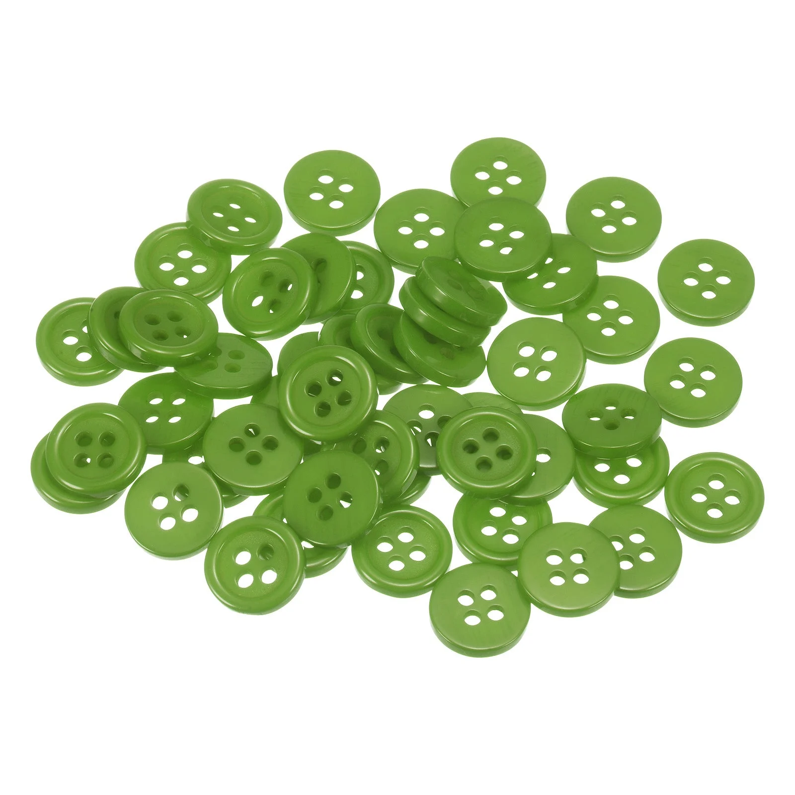 50pcs 18L Sewing Buttons 15/32" Resin Round Flat 4-Hole Craft Buttons, Green