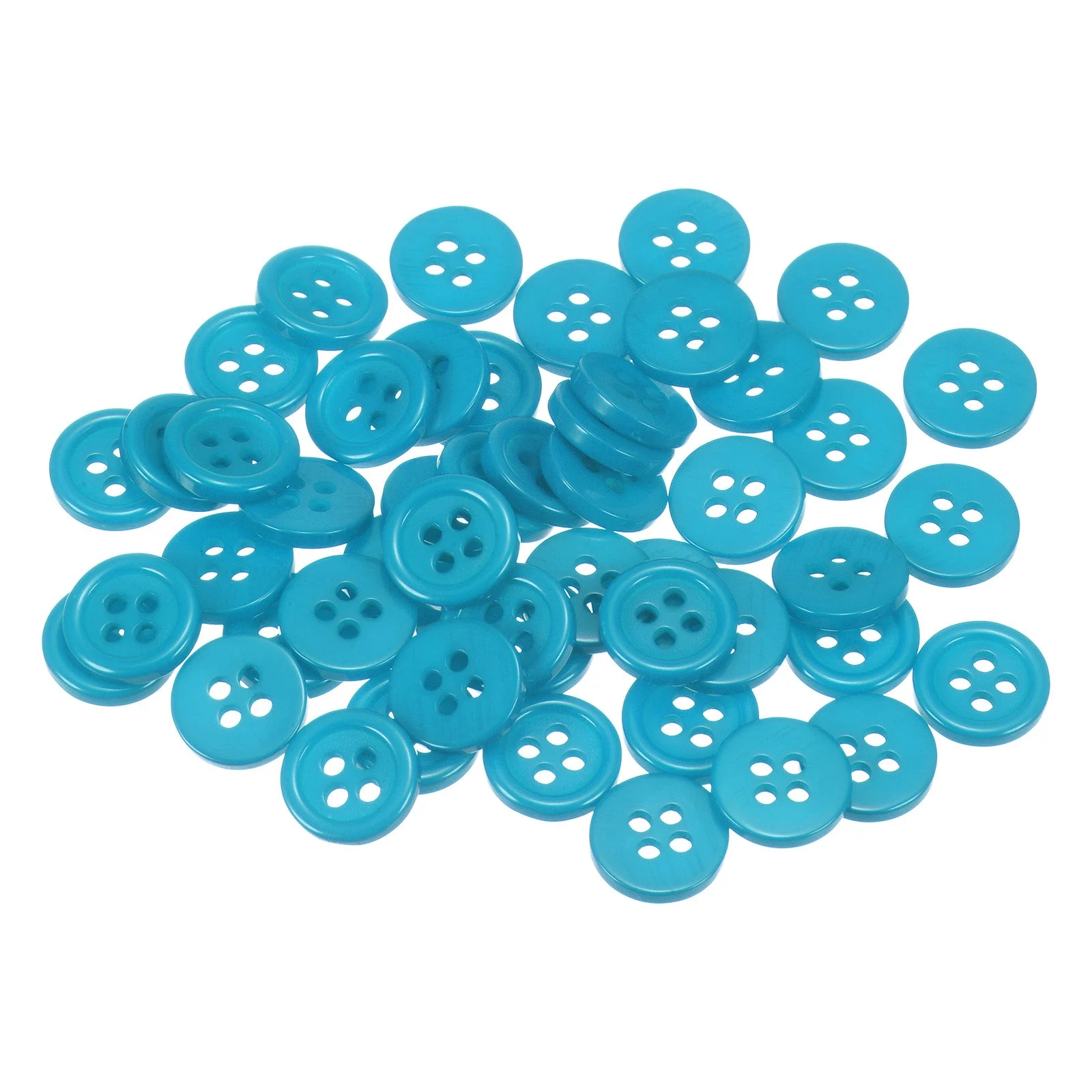 50pcs 18L Sewing Buttons 15/32" Resin Round Flat 4-Hole Craft Buttons, Blue