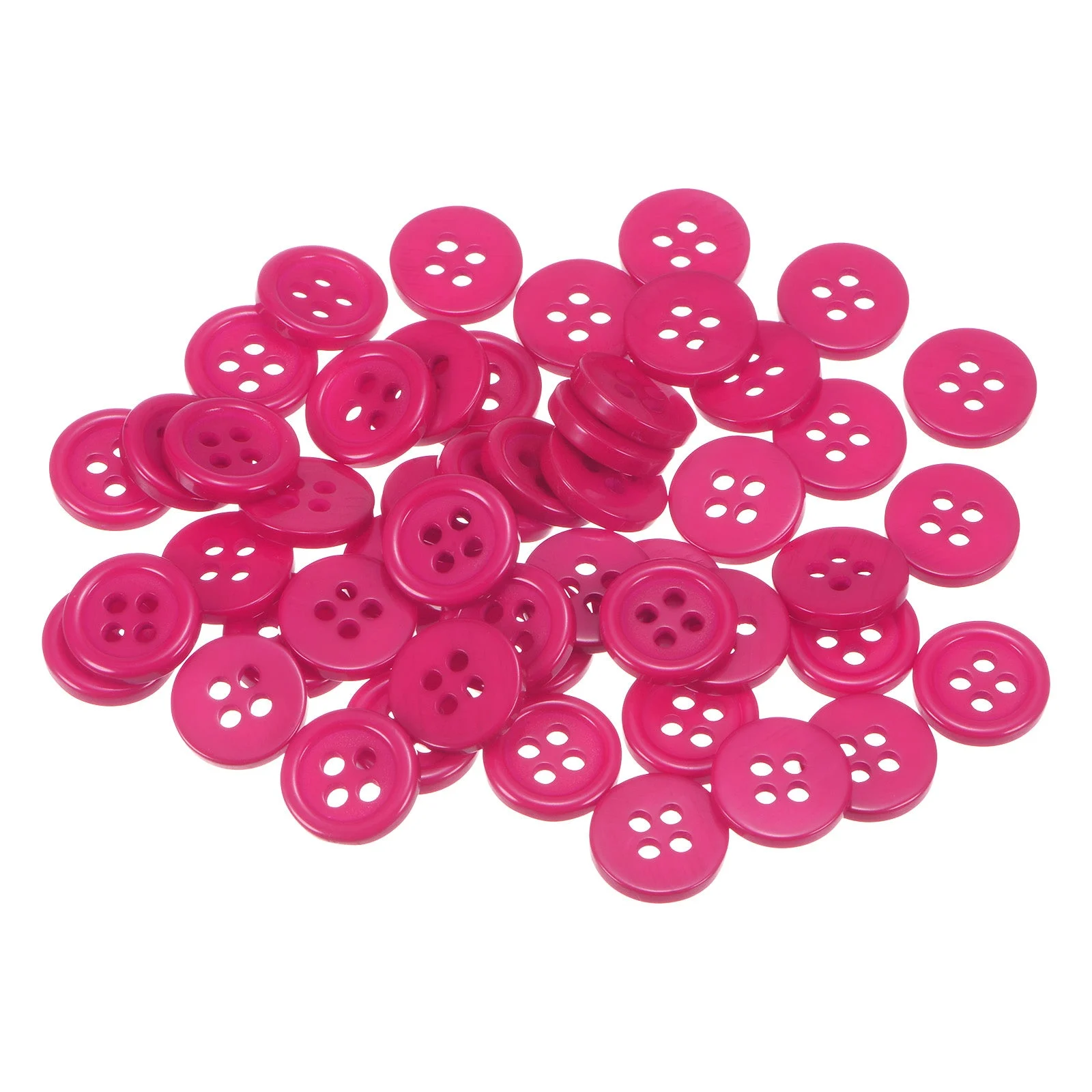 50pcs 18L Sewing Buttons 15/32" Resin Round Flat 4-Hole Craft Buttons, Dark Pink