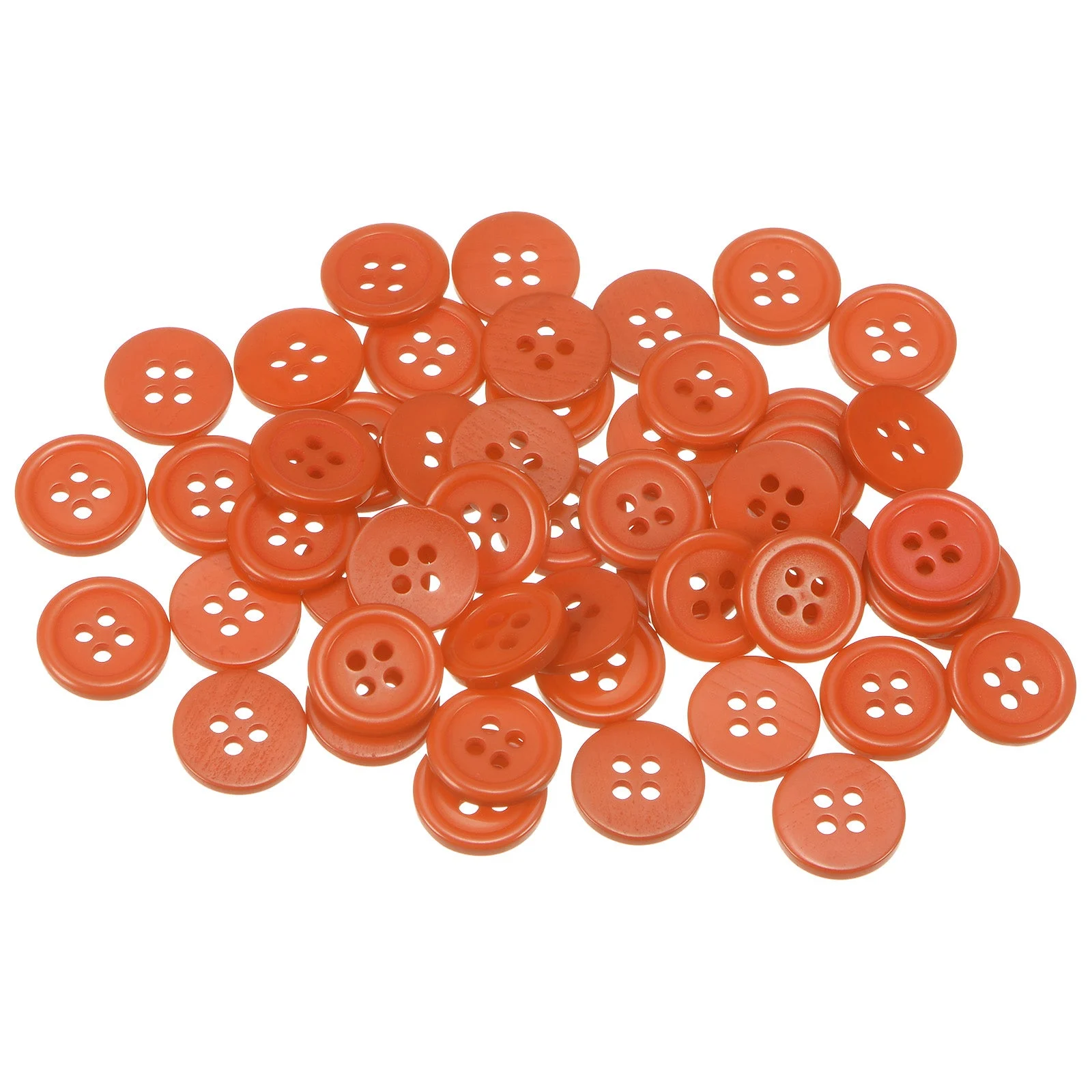 50pcs 20L Sewing Buttons 1/2" Resin Round Flat 4-Hole Craft Buttons, Orange