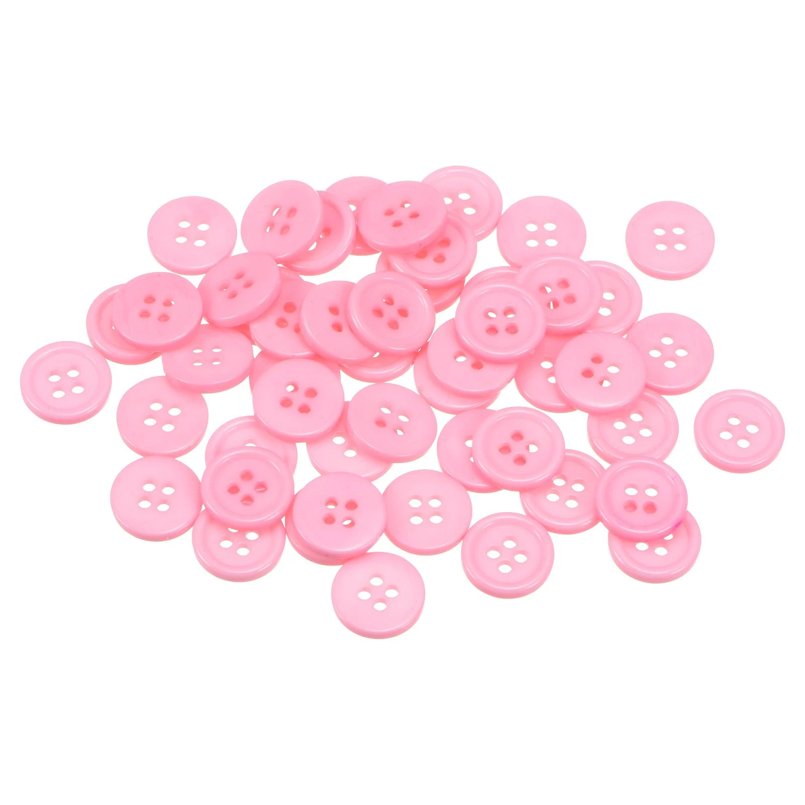 50pcs 20L Sewing Buttons 1/2" Resin Round Flat 4-Hole Craft Buttons, Pink