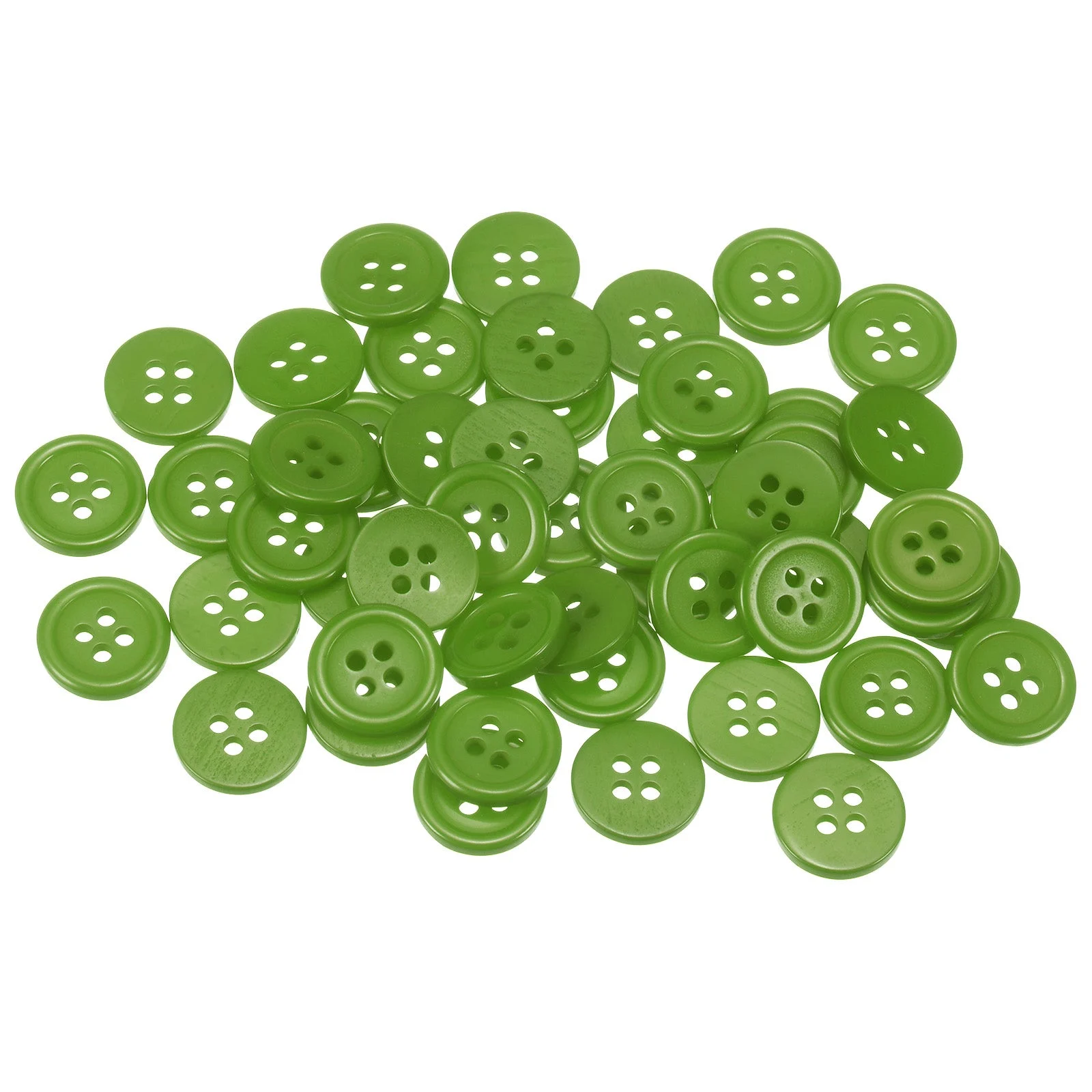 50pcs 20L Sewing Buttons 1/2" Resin Round Flat 4-Hole Craft Buttons, Green