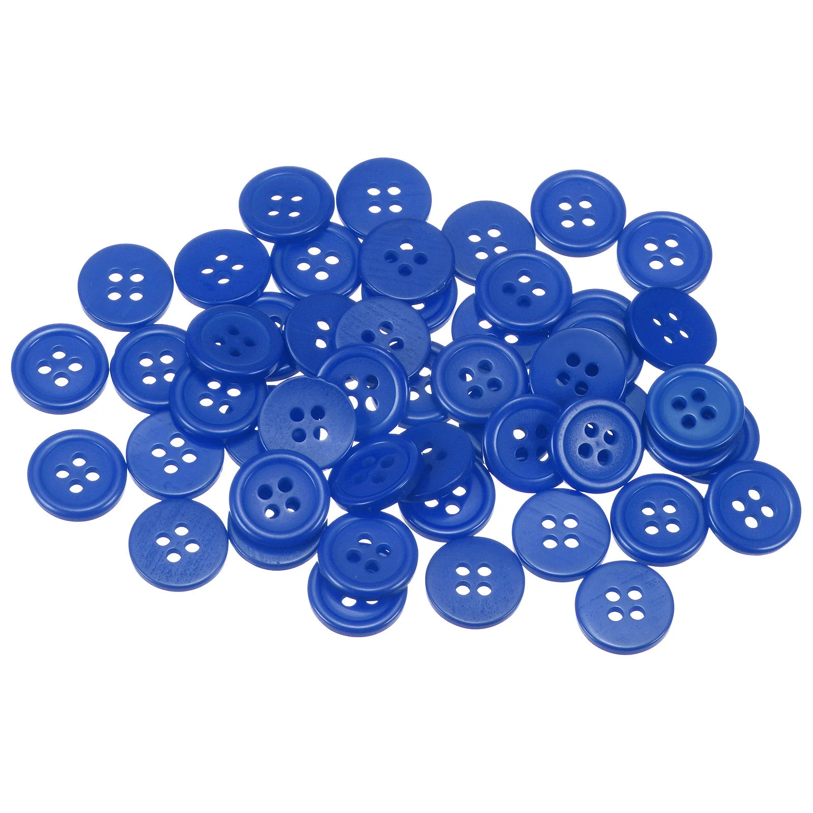 50pcs 20L Sewing Buttons 1/2" Resin Round Flat 4-Hole Craft Buttons, Dark Blue