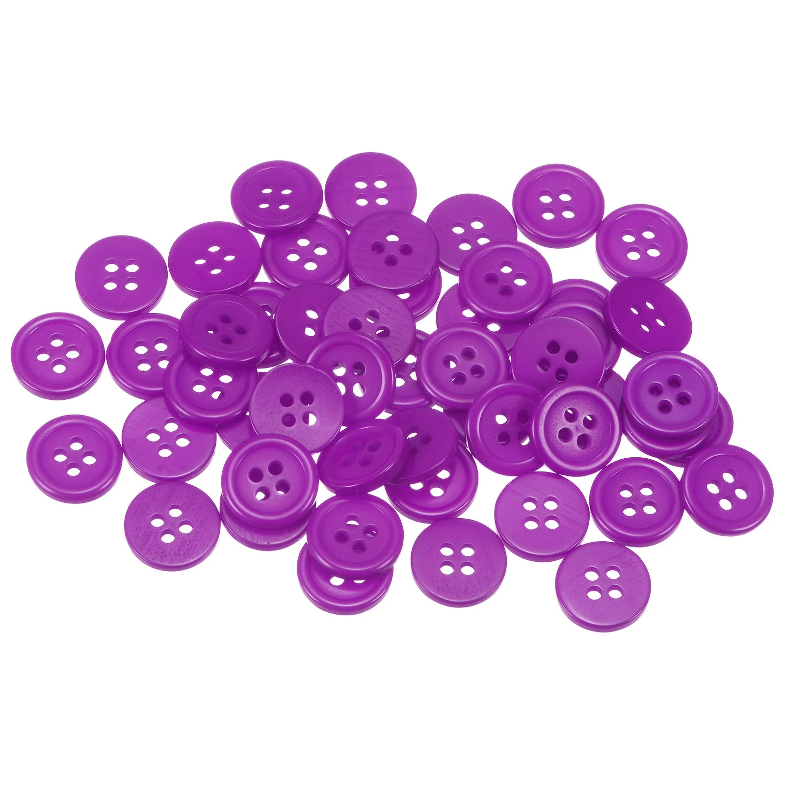 50pcs 20L Sewing Buttons 1/2" Resin Round Flat 4-Hole Craft Buttons, Purple