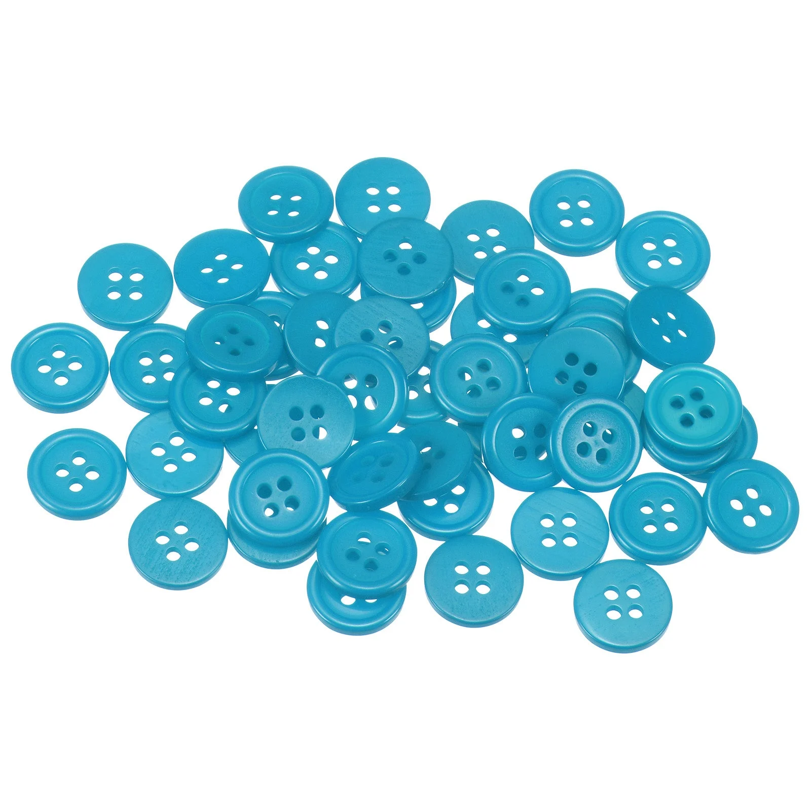 50pcs 20L Sewing Buttons 1/2" Resin Round Flat 4-Hole Craft Buttons, Blue