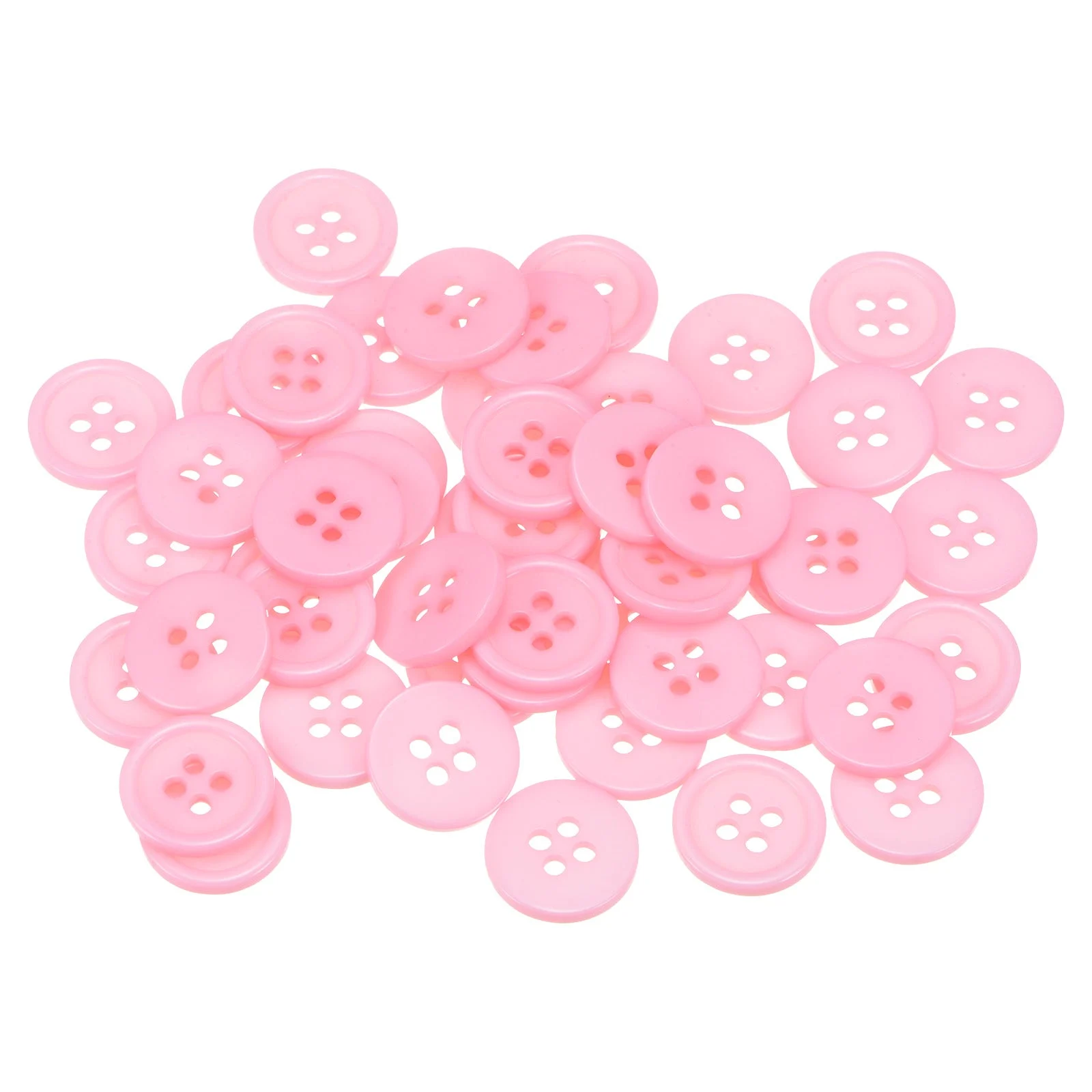 50pcs 24L Sewing Buttons 5/8" Resin Round Flat 4-Hole Craft Buttons, Pink