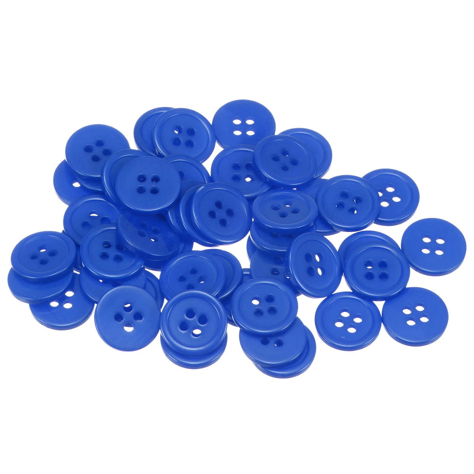 50pcs 24L Sewing Buttons 5/8" Resin Round Flat 4-Hole Craft Buttons, Dark Blue