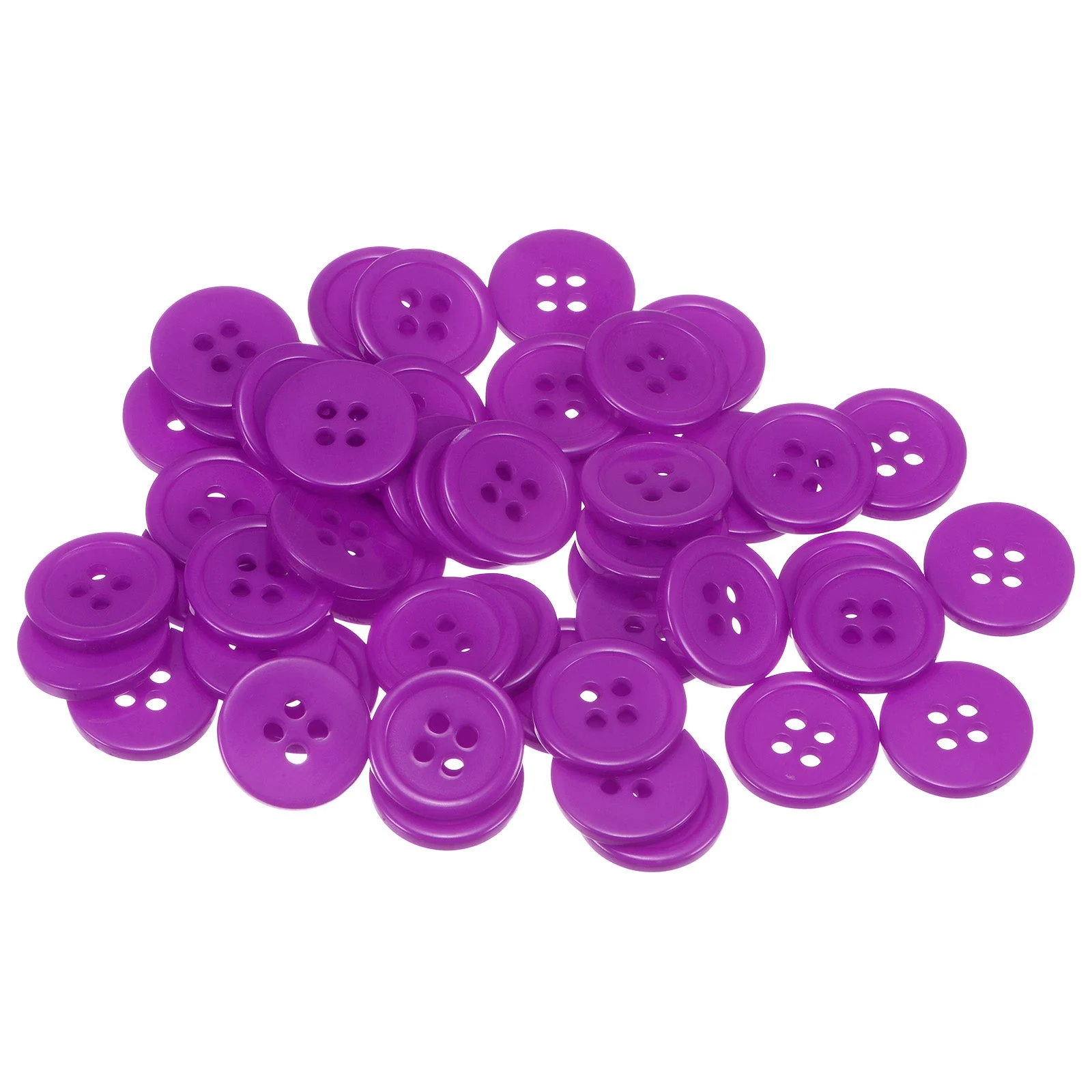 50pcs 24L Sewing Buttons 5/8" Resin Round Flat 4-Hole Craft Buttons, Purple