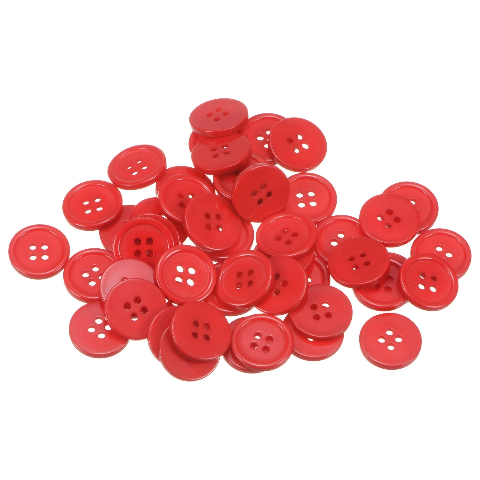 50pcs 28L Sewing Buttons 11/16" Resin Round Flat 4-Hole Craft Buttons, Red