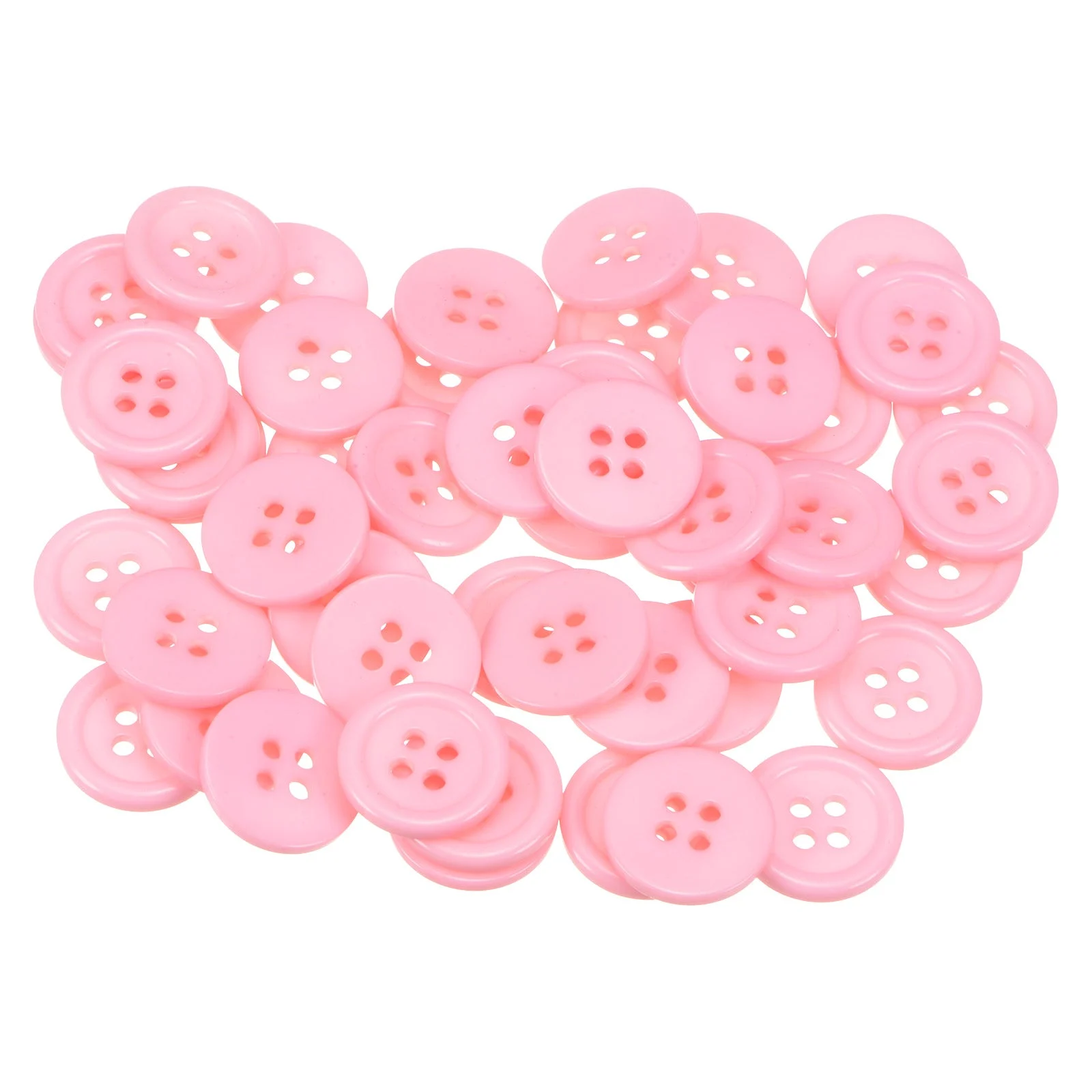 50pcs 28L Sewing Buttons 11/16" Resin Round Flat 4-Hole Craft Buttons, Pink