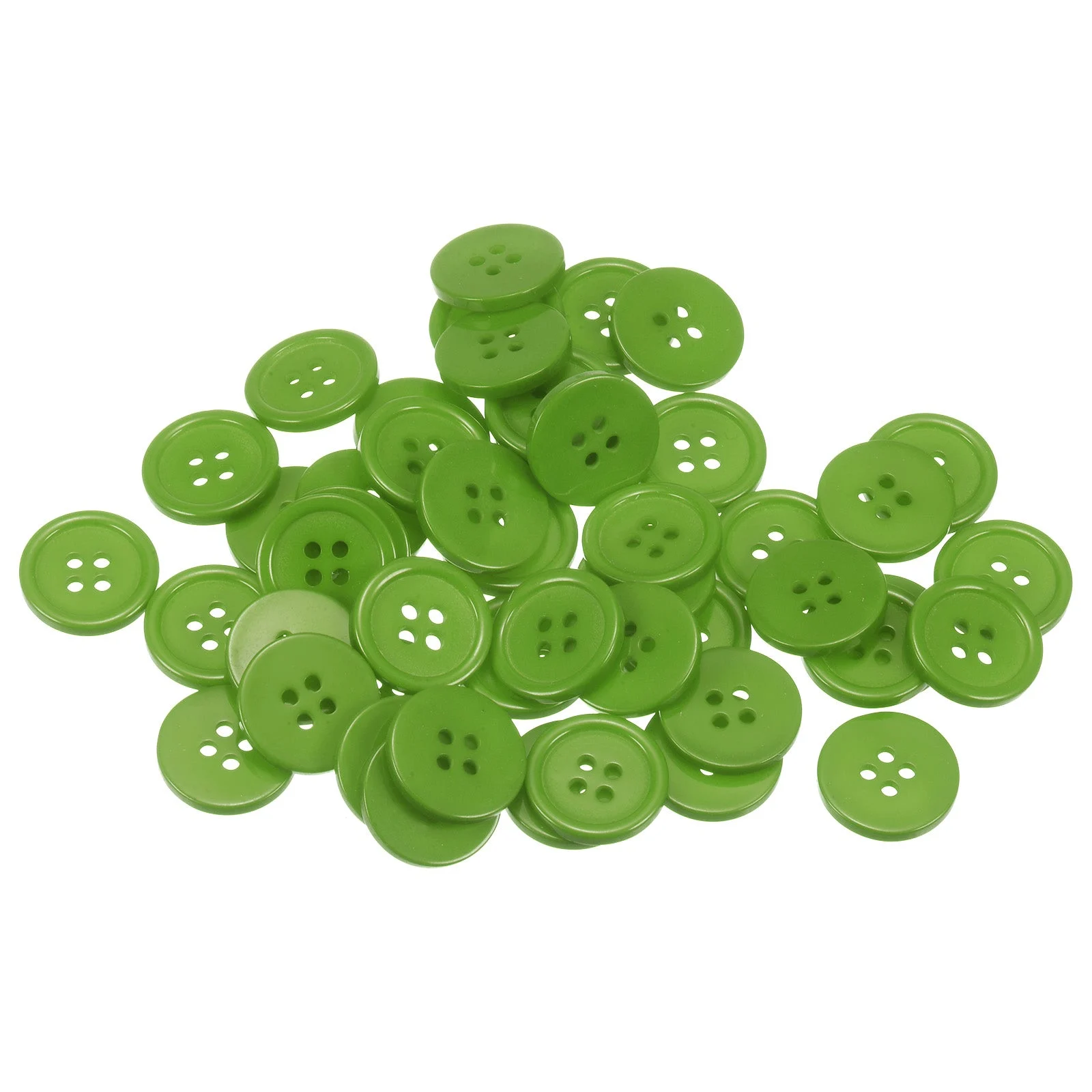 50pcs 28L Sewing Buttons 11/16" Resin Round Flat 4-Hole Craft Buttons, Green