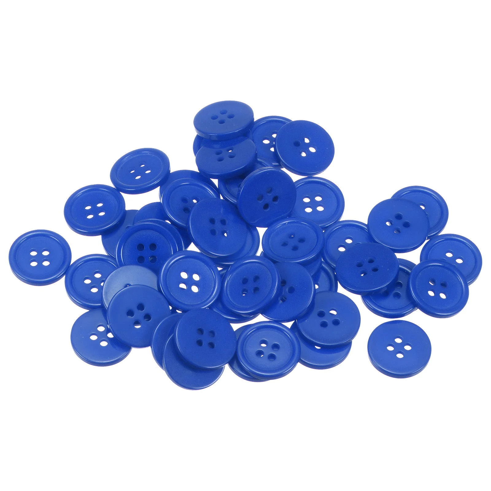 50pcs 28L Sewing Buttons 11/16" Resin Round Flat 4-Hole Craft Buttons, Dark Blue