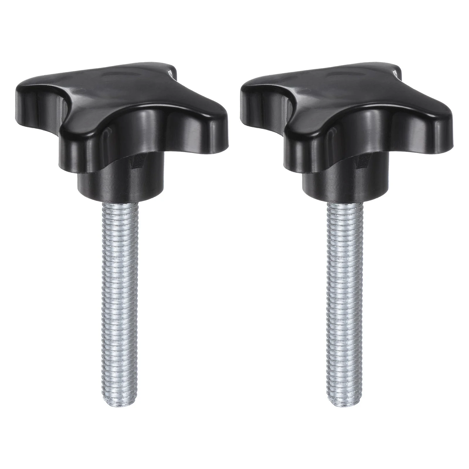 2pcs Star Knobs M10 x 55mm 4-Star Stud Knob Hand Tightening Clamping Screw Black
