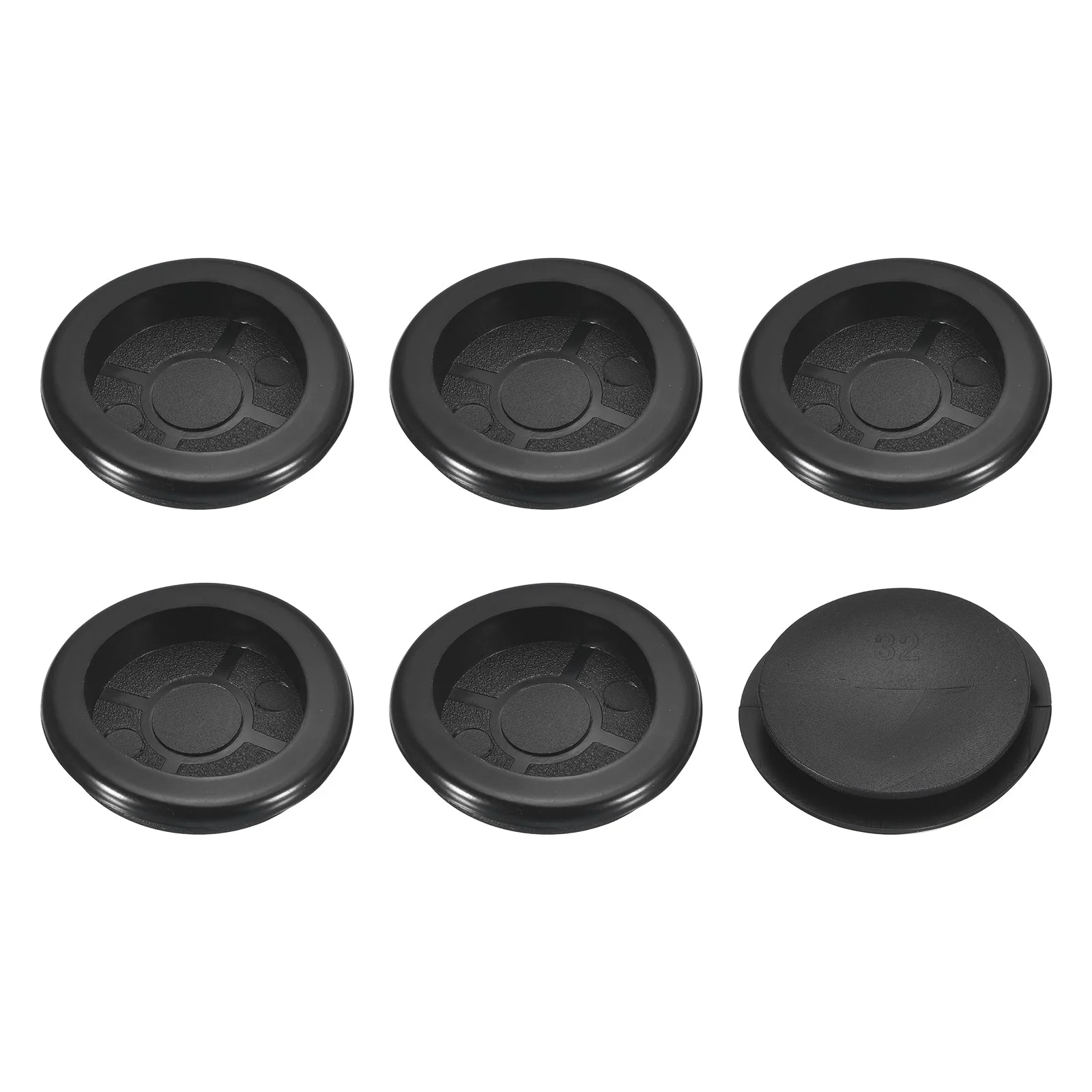 6Pcs Single Sided Rubber Grommets 1-2/8" (32mm) Drill Hole, 1" (28mm) ID