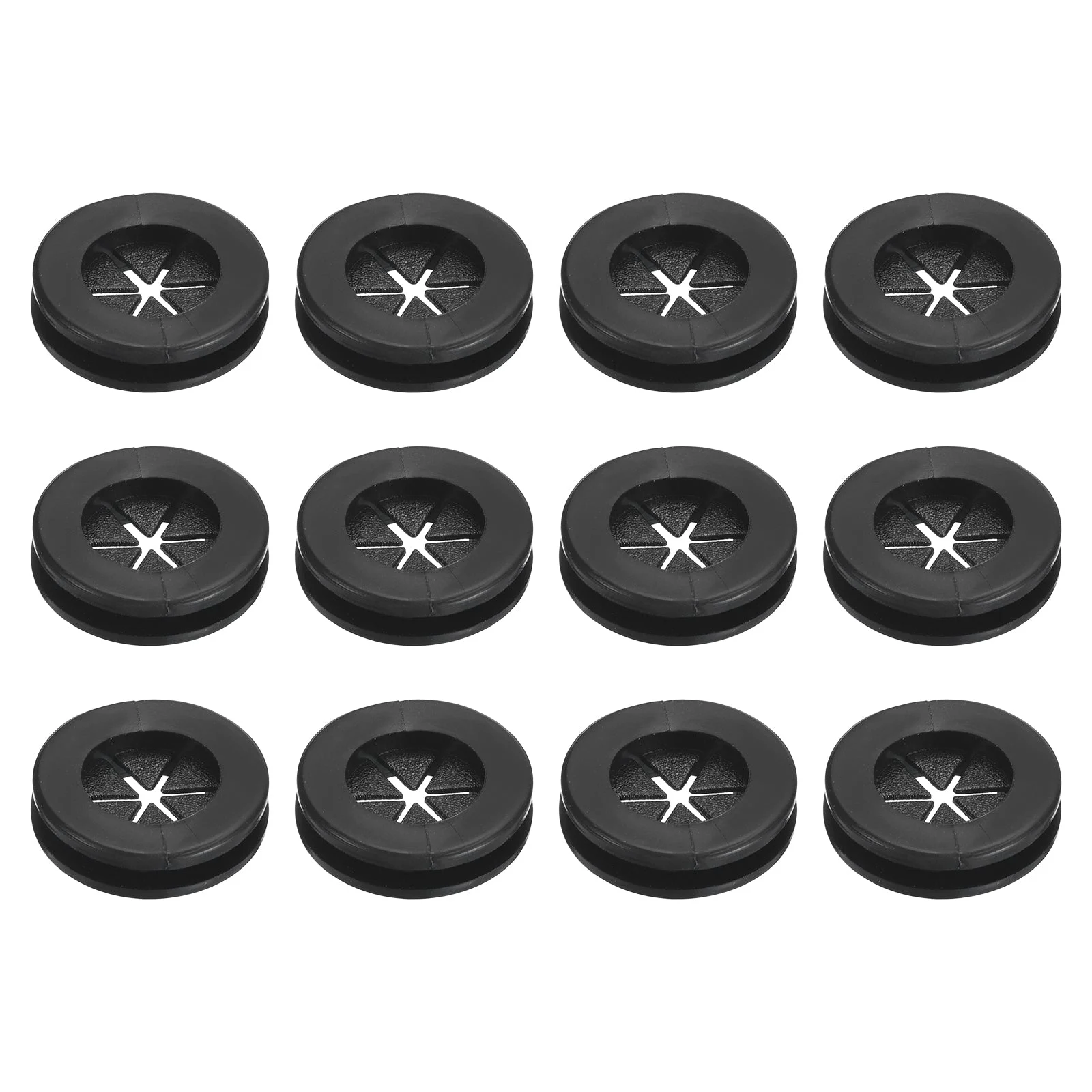 12Pcs Double Sided Rubber Grommets 9/16"(14mm) ID 5/8"(16mm) Drill Hole, Black